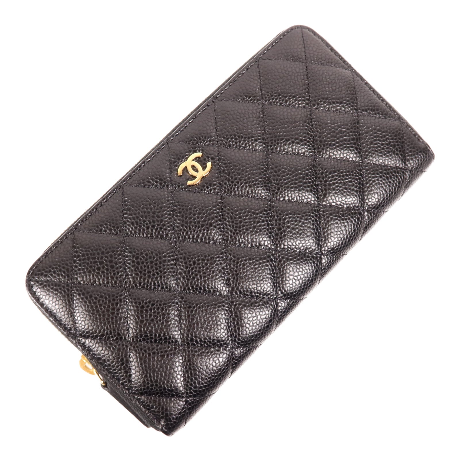 CHANEL 牛皮皮革Long Wallet金扣長錢包