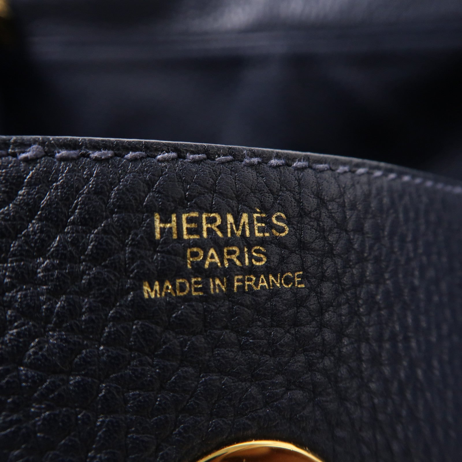 HERMES 【激減優惠】Clemence皮革Lindy 30金扣手挽肩背兩用袋Bleu Nuit/午夜藍色