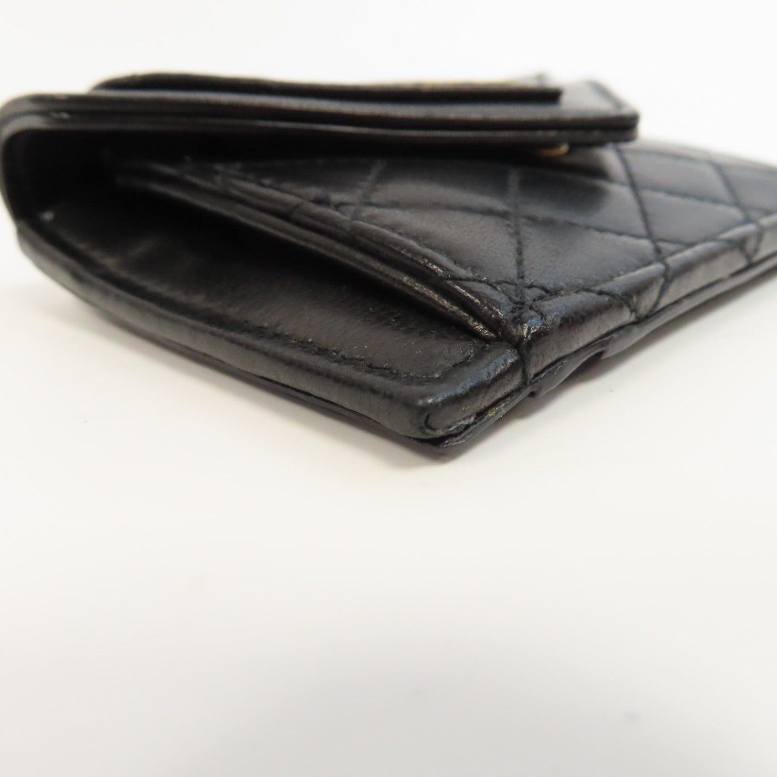 SAINT LAURENT 菱格牛皮皮革Card Case金扣卡片套黑色
