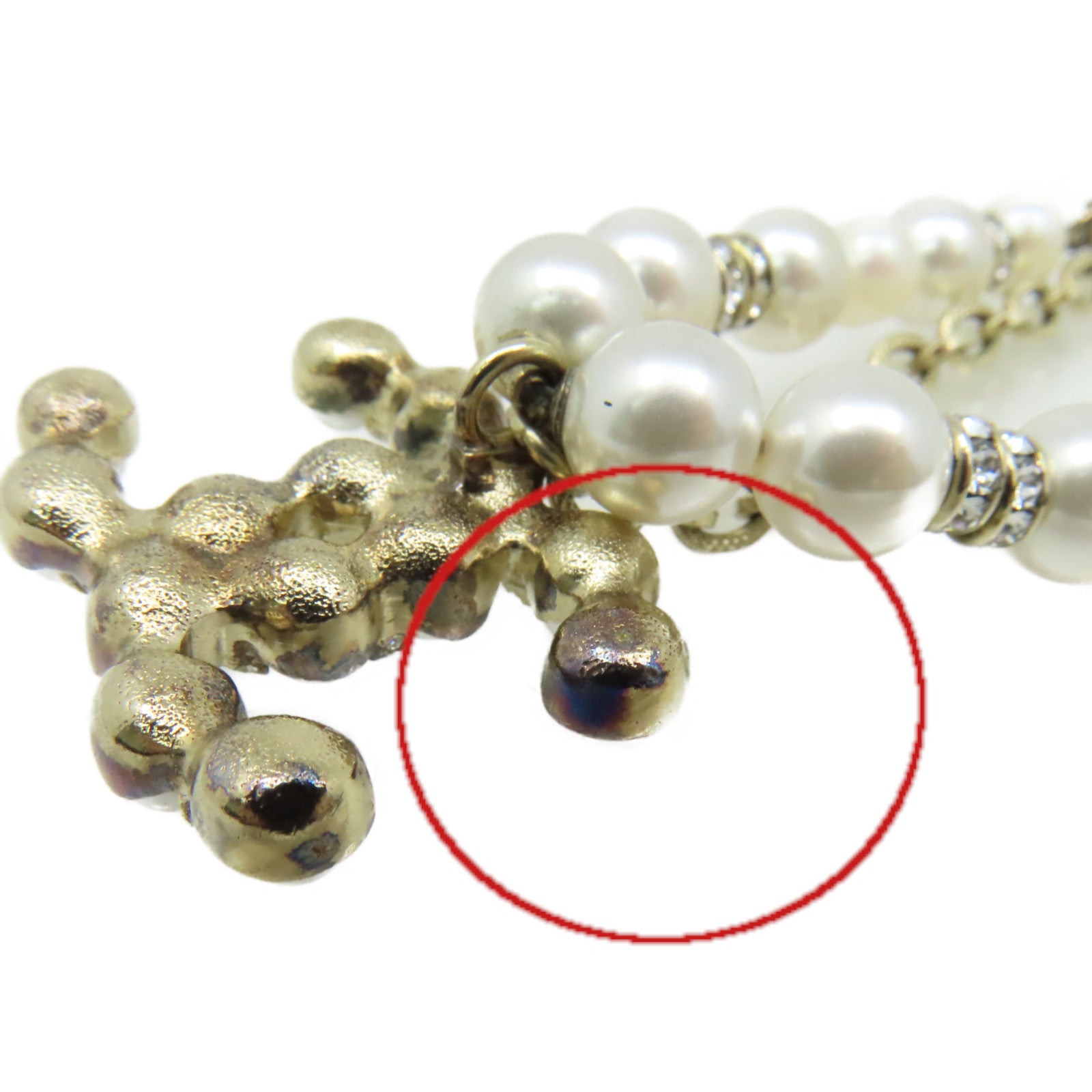 CHANEL 【激減優惠】金屬/仿珍珠CC Necklace項鏈金色/珍珠色