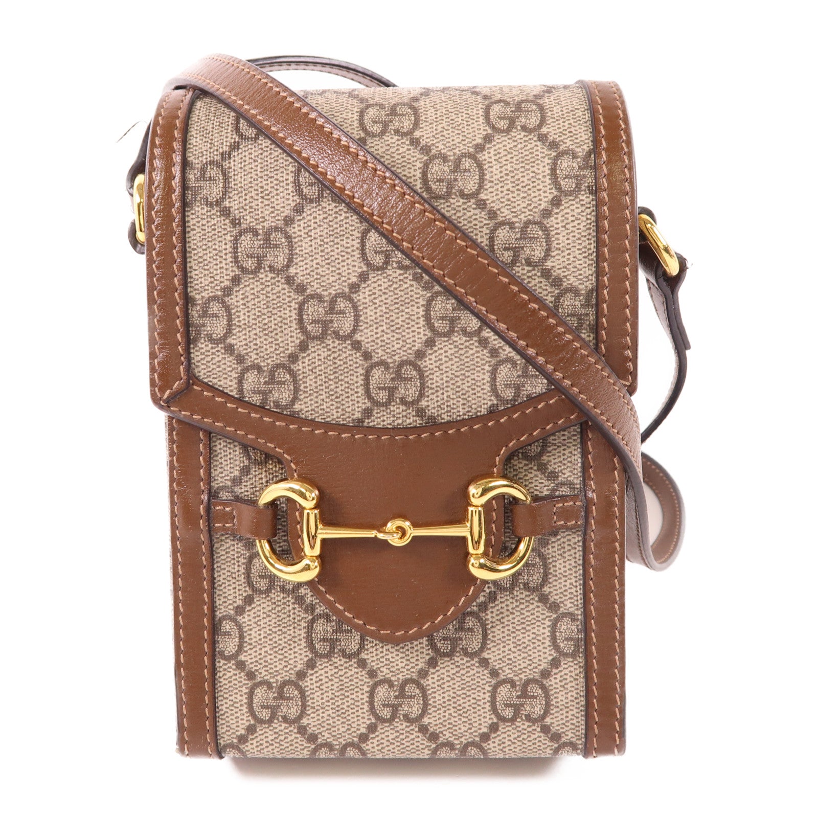 GUCCI 塗層帆布Horsebit 1955 Mini金扣肩背袋
