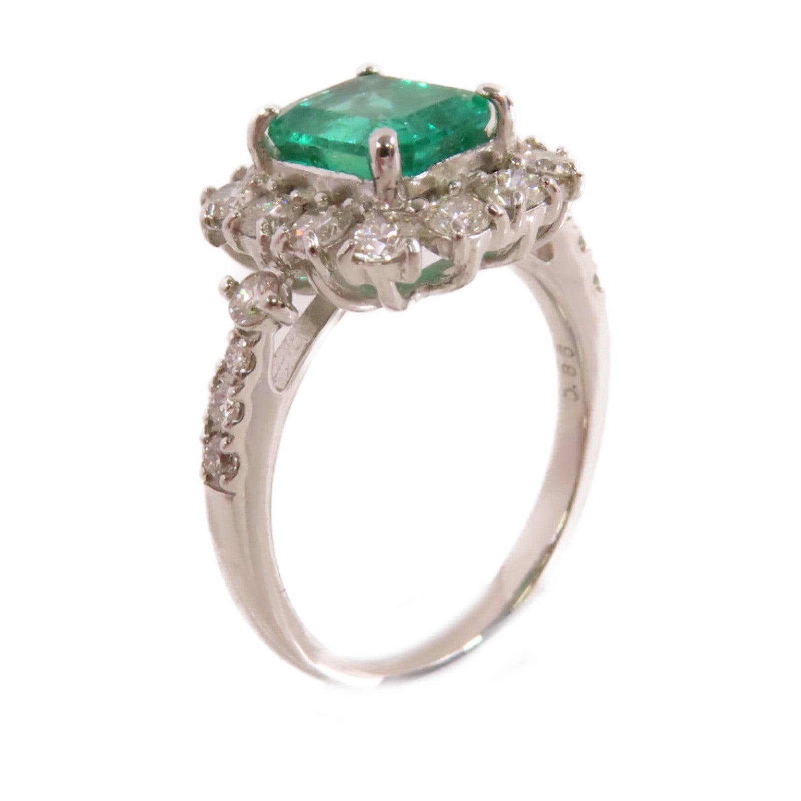 JEWELRY PT950鉑金/1.48ct綠寶石/0.86ct鑽石Emerald Diamond Ring戒指US#5.75