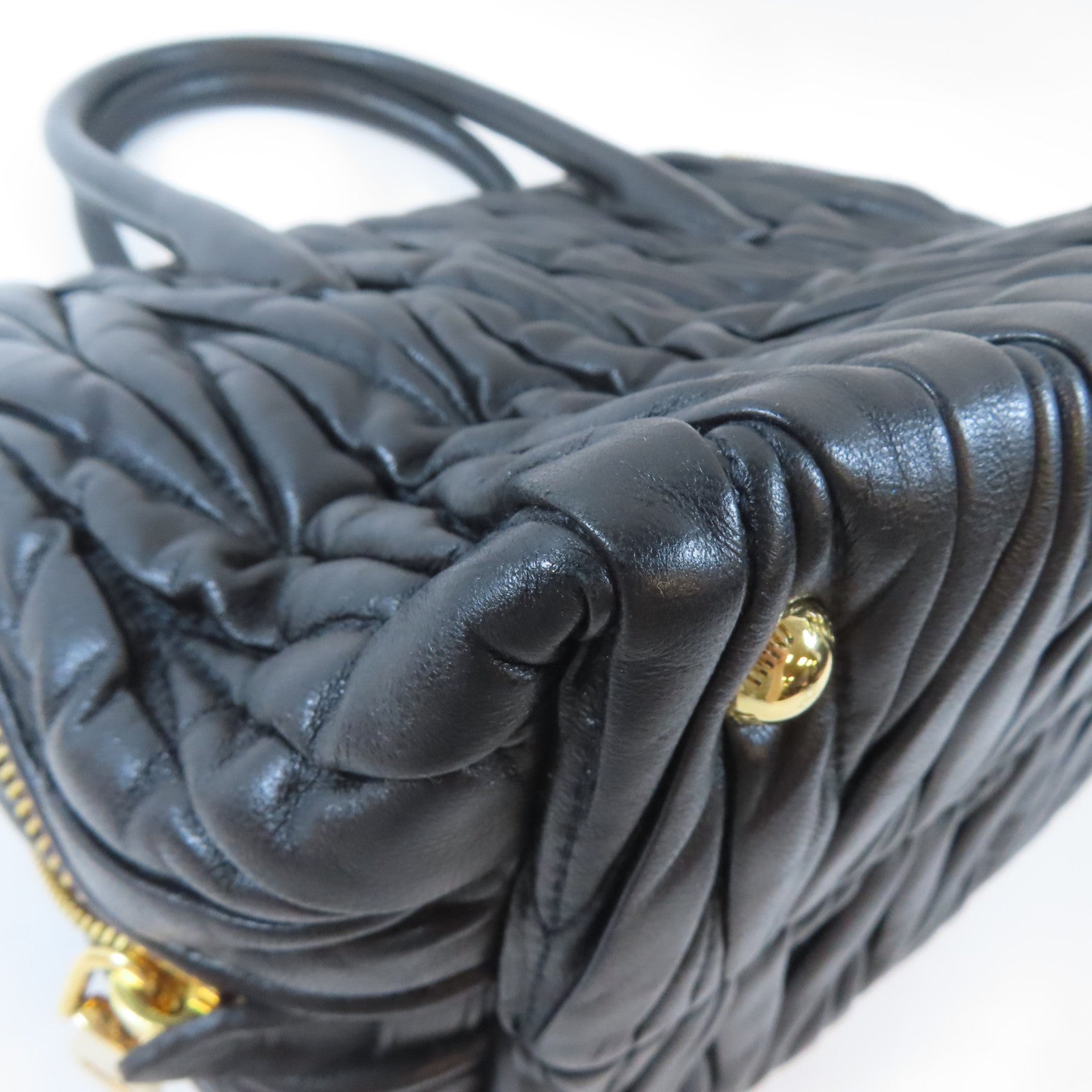 Miu Miu 牛皮皮革2 Way Shoulder Bag金扣手挽肩背兩用袋黑色