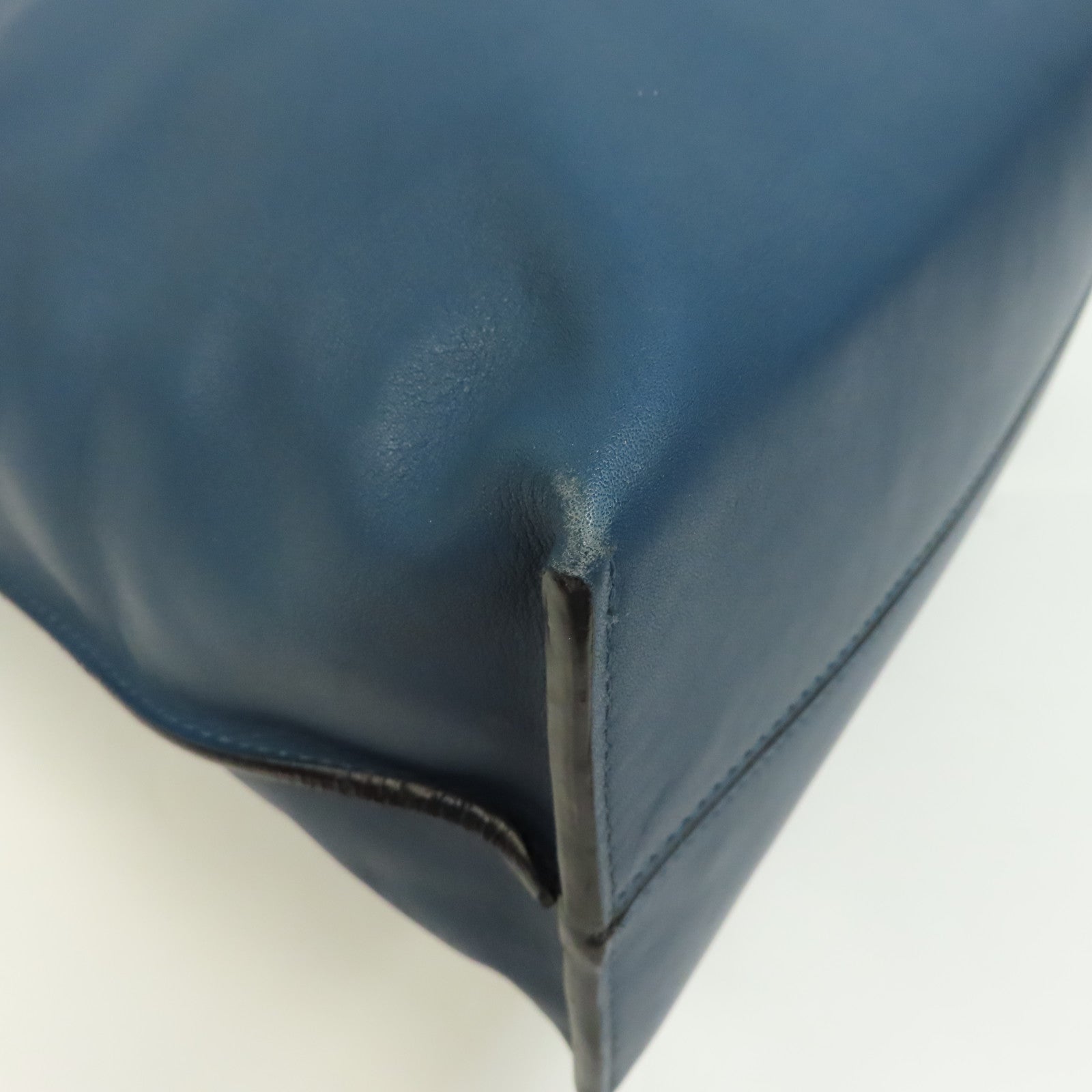 LOEWE 牛皮皮革Tote Bag銀扣手挽袋藍色