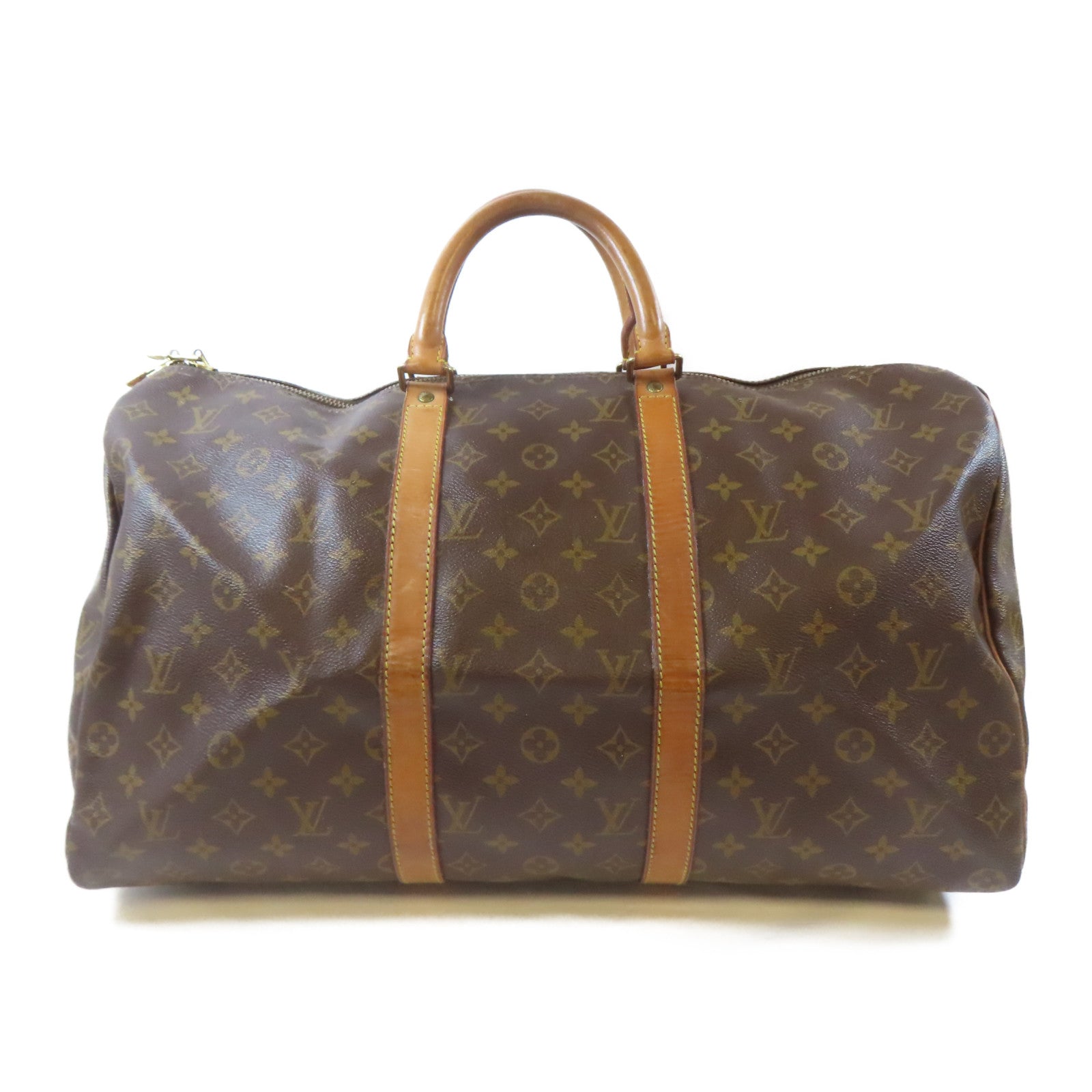 LOUIS VUITTON Monogram Keepall 50金扣手挽袋啡色
