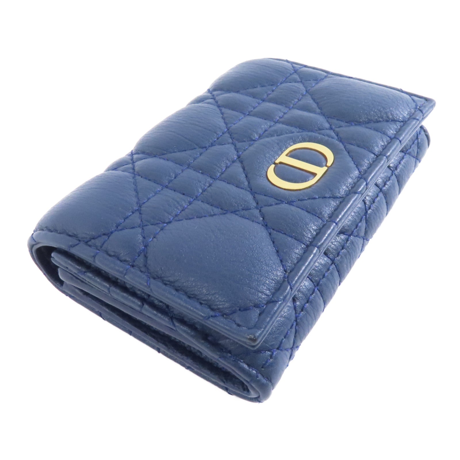 Dior 羊皮皮革Card Case金扣卡片套藍色