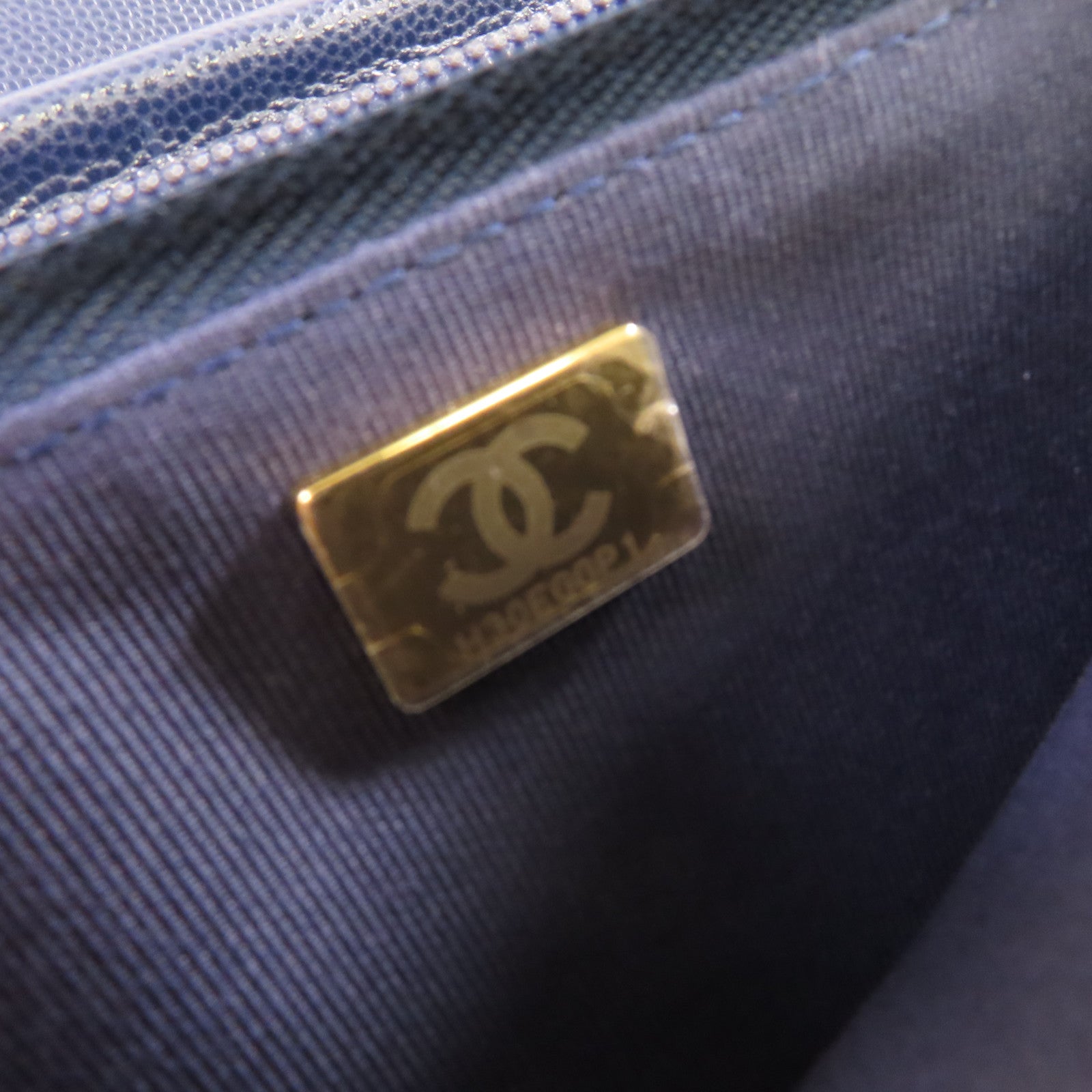 CHANEL 菱格Caviar皮革WOC Wallet On Chain Shoulder Bag銀扣鏈帶肩背袋藍色