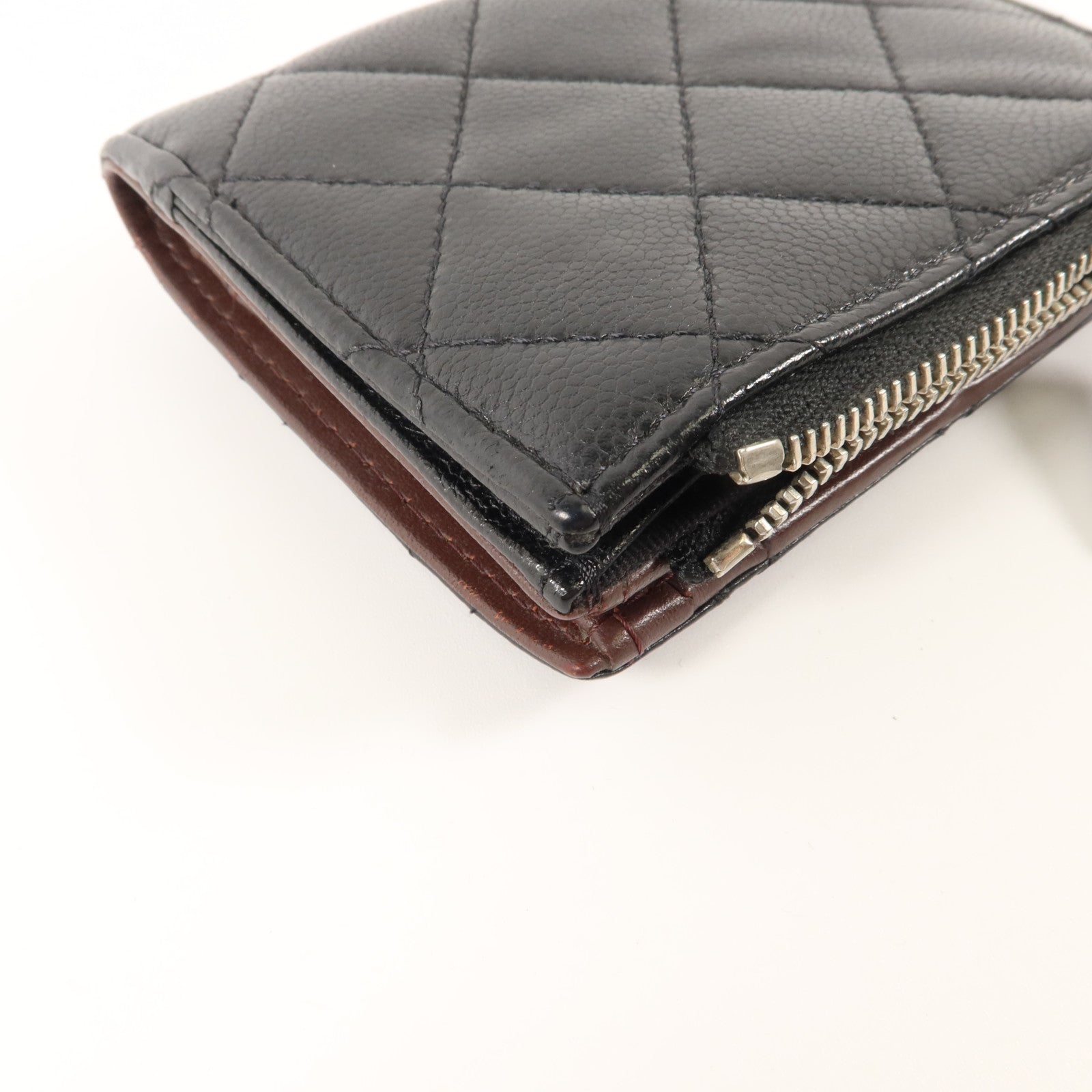 CHANEL 牛皮皮革Compact Wallet銀扣錢包