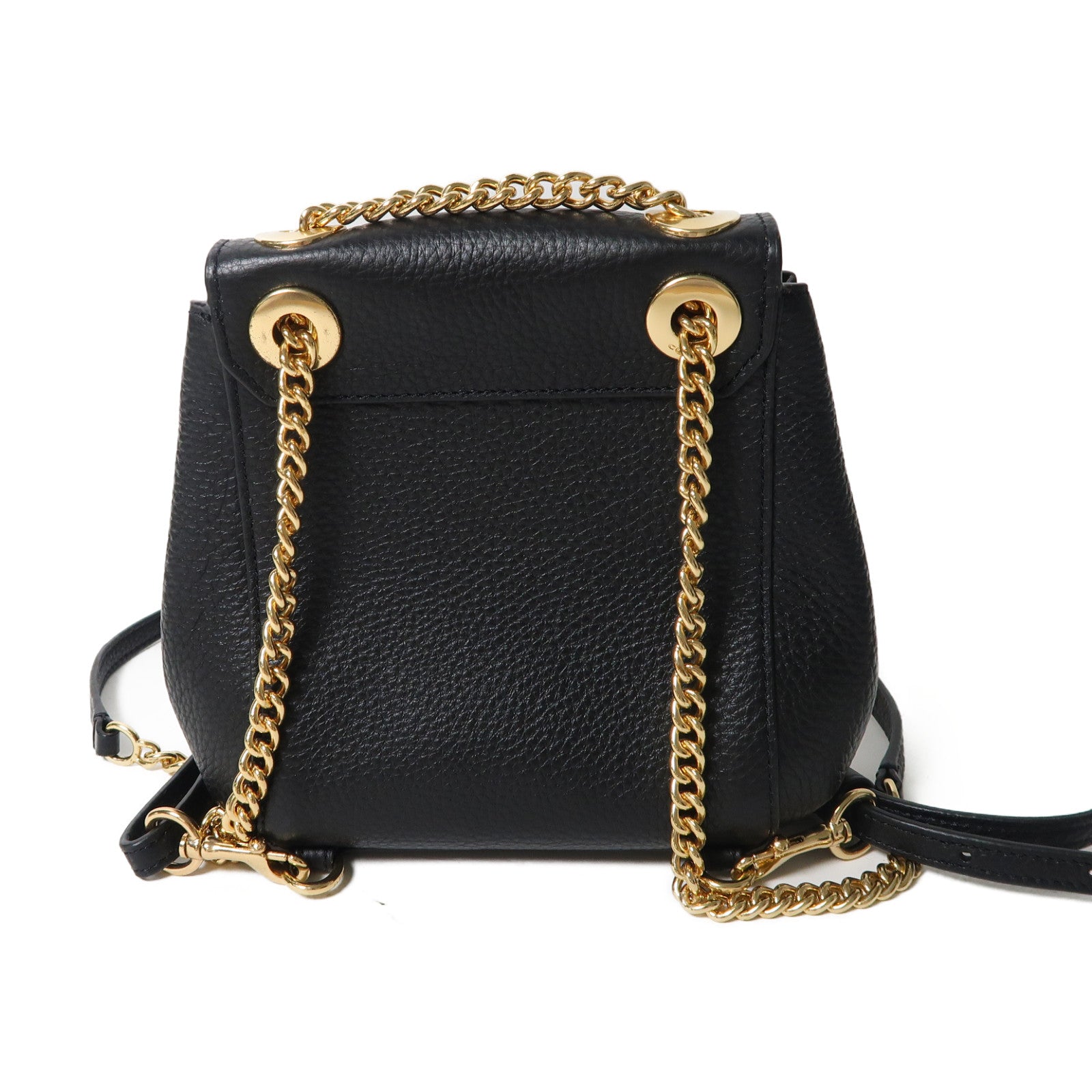 COACH 牛皮皮革Backpack金扣鏈帶背包黑色