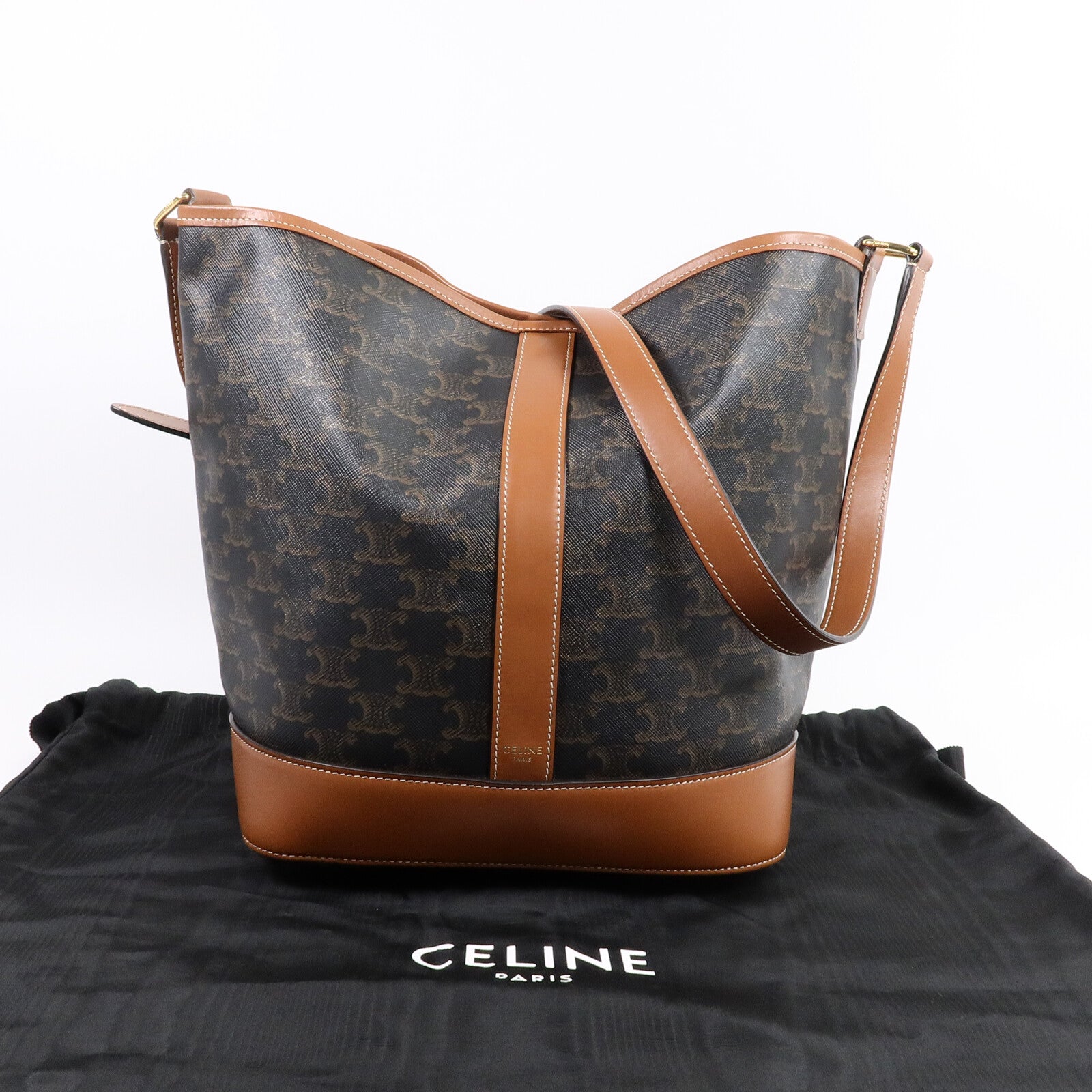 CELINE 塗層帆布Triomphe Bucket Medium肩背袋