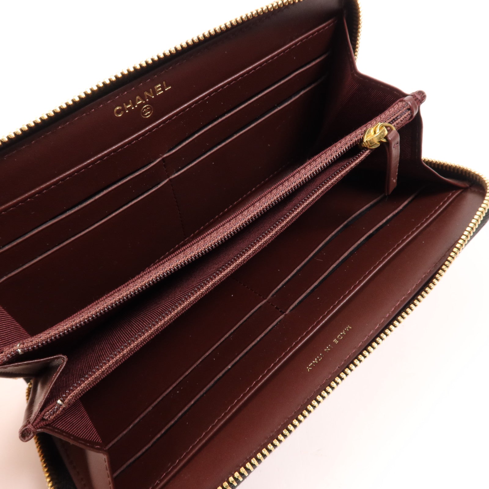 CHANEL 牛皮皮革Long Wallet金扣長錢包