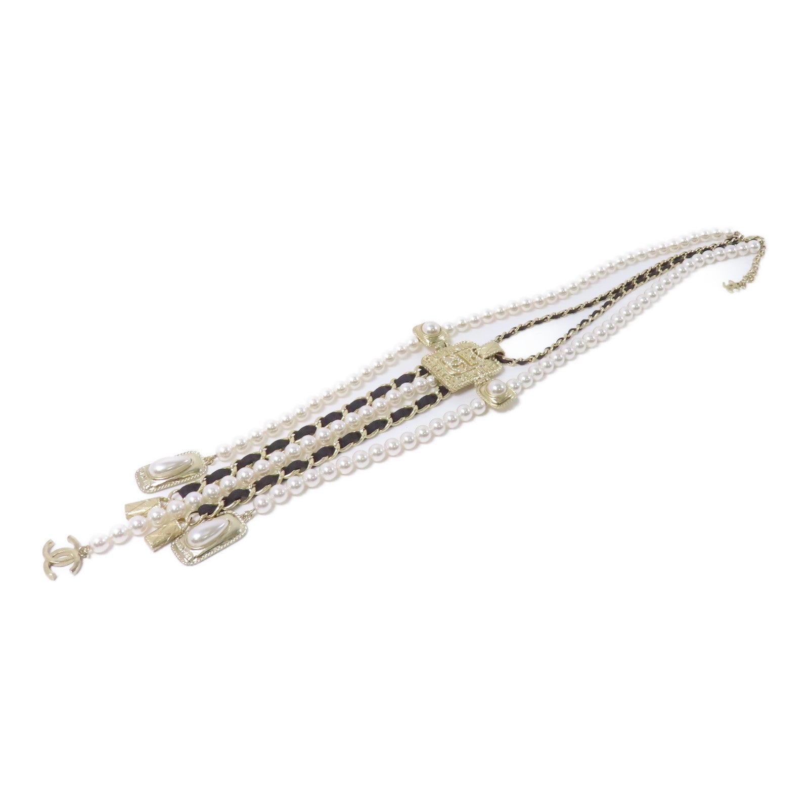 CHANEL 金屬Necklace項鍊金色/白色