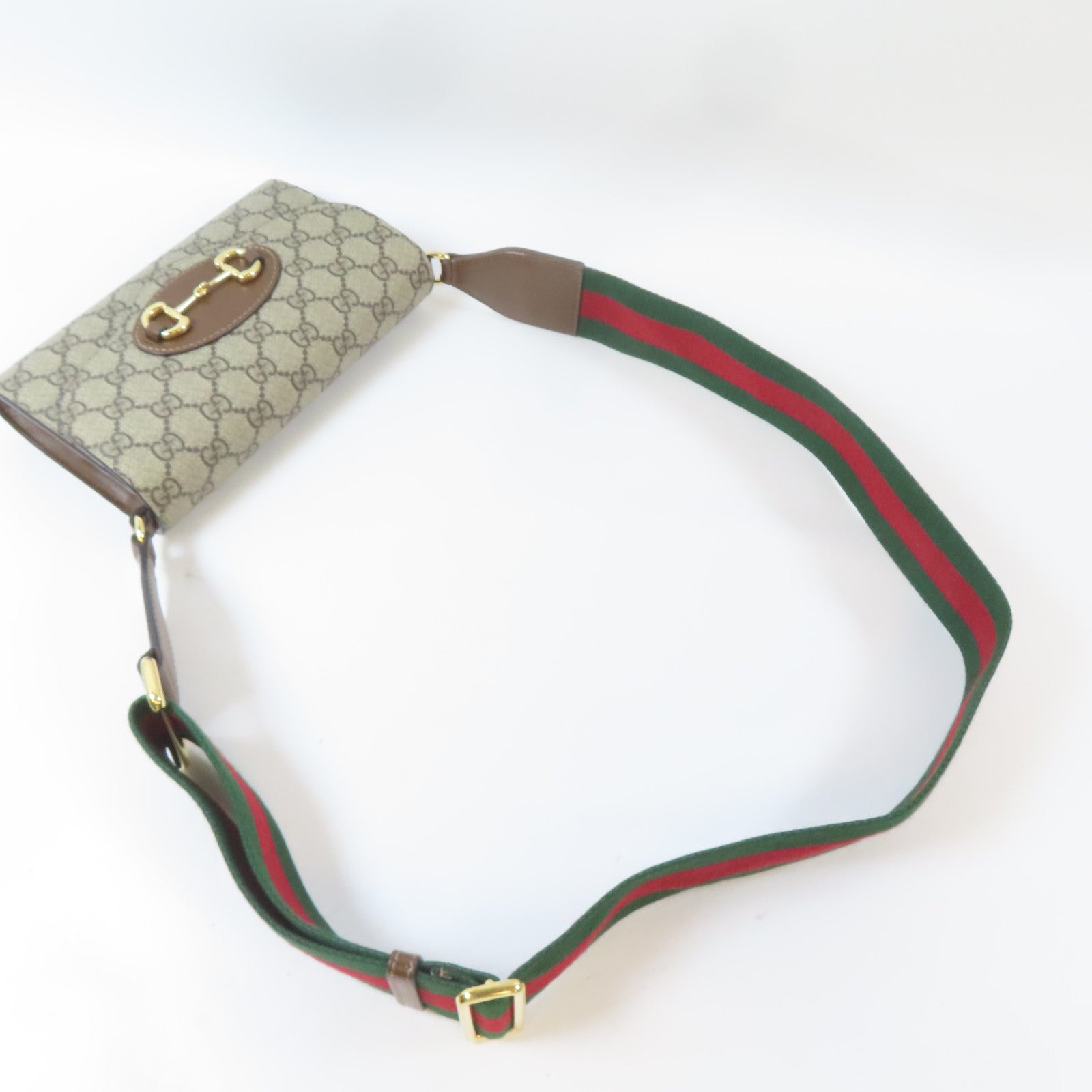 GUCCI 塗層帆布Horsebit 1955 Mini Bag金扣手挽肩背兩用袋啡色