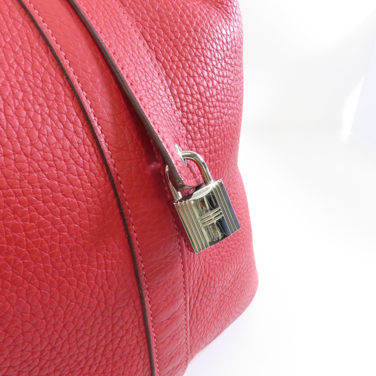 HERMES Clemence皮革Picotin TGM銀扣手挽袋紅色