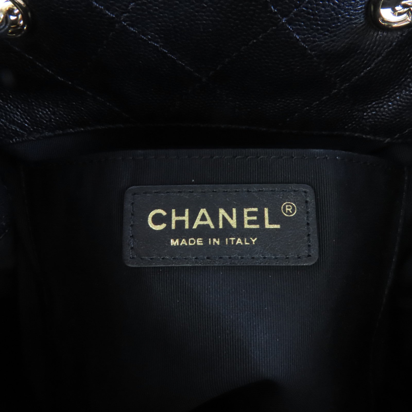 CHANEL 牛皮皮革Bucket Bag金扣鏈帶手挽肩背兩用袋