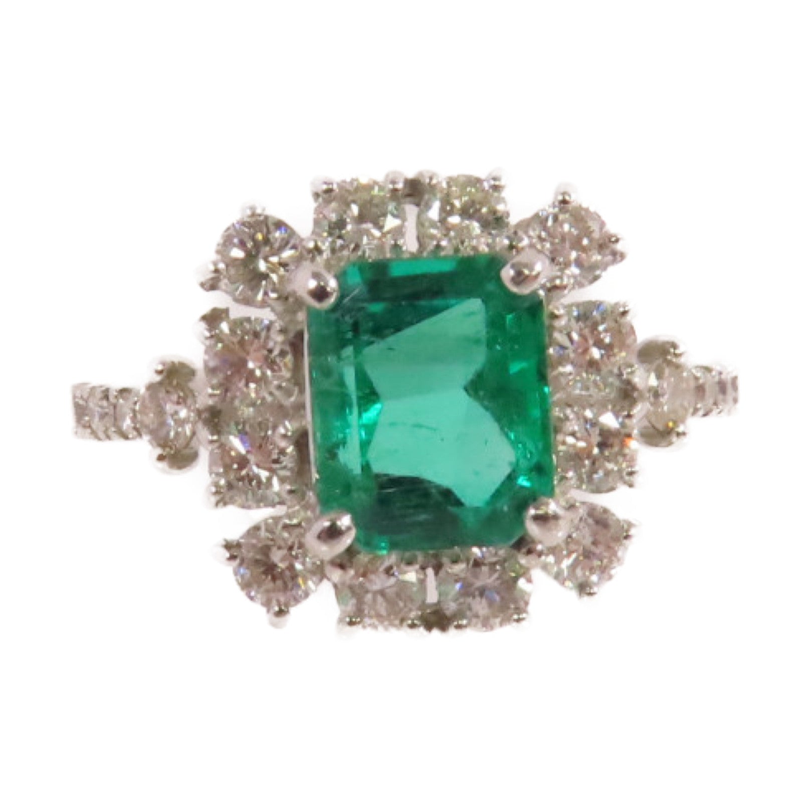 JEWELRY PT950鉑金/1.48ct綠寶石/0.86ct鑽石Emerald Diamond Ring戒指US#5.75