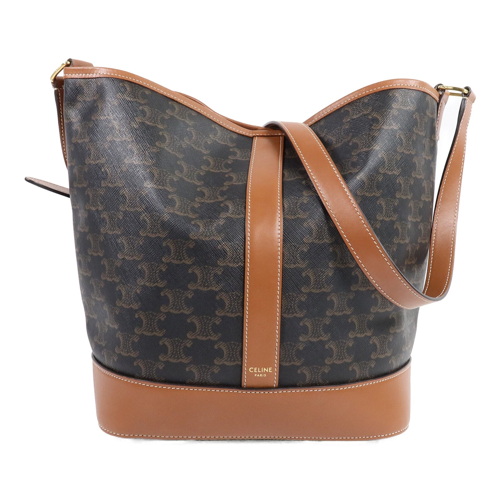 CELINE 塗層帆布Triomphe Bucket Medium肩背袋