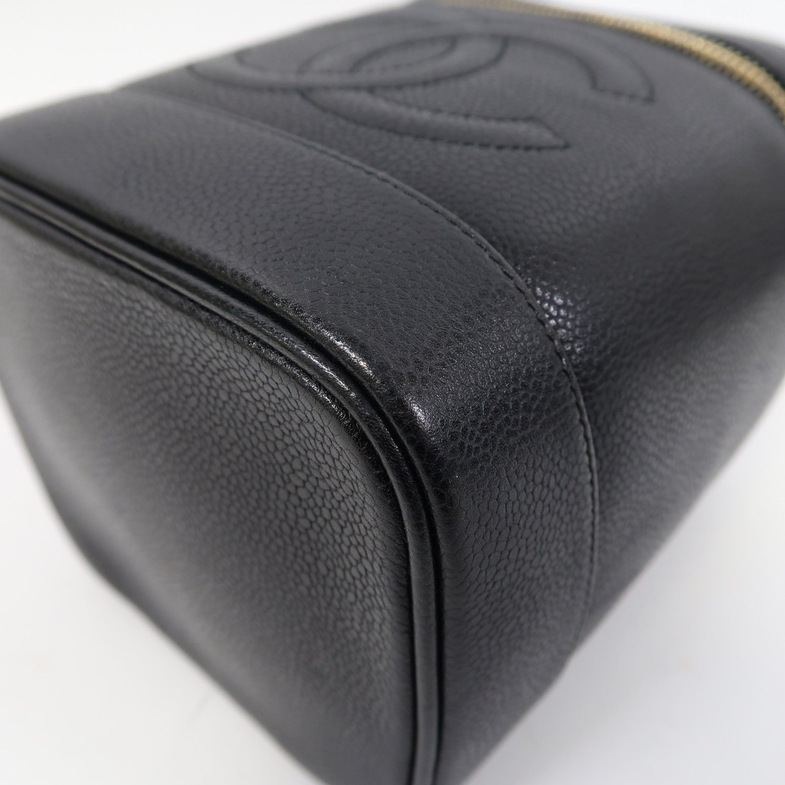 CHANEL 【激減優惠】Caviar皮革Vanity Bag金扣手挽袋黑色