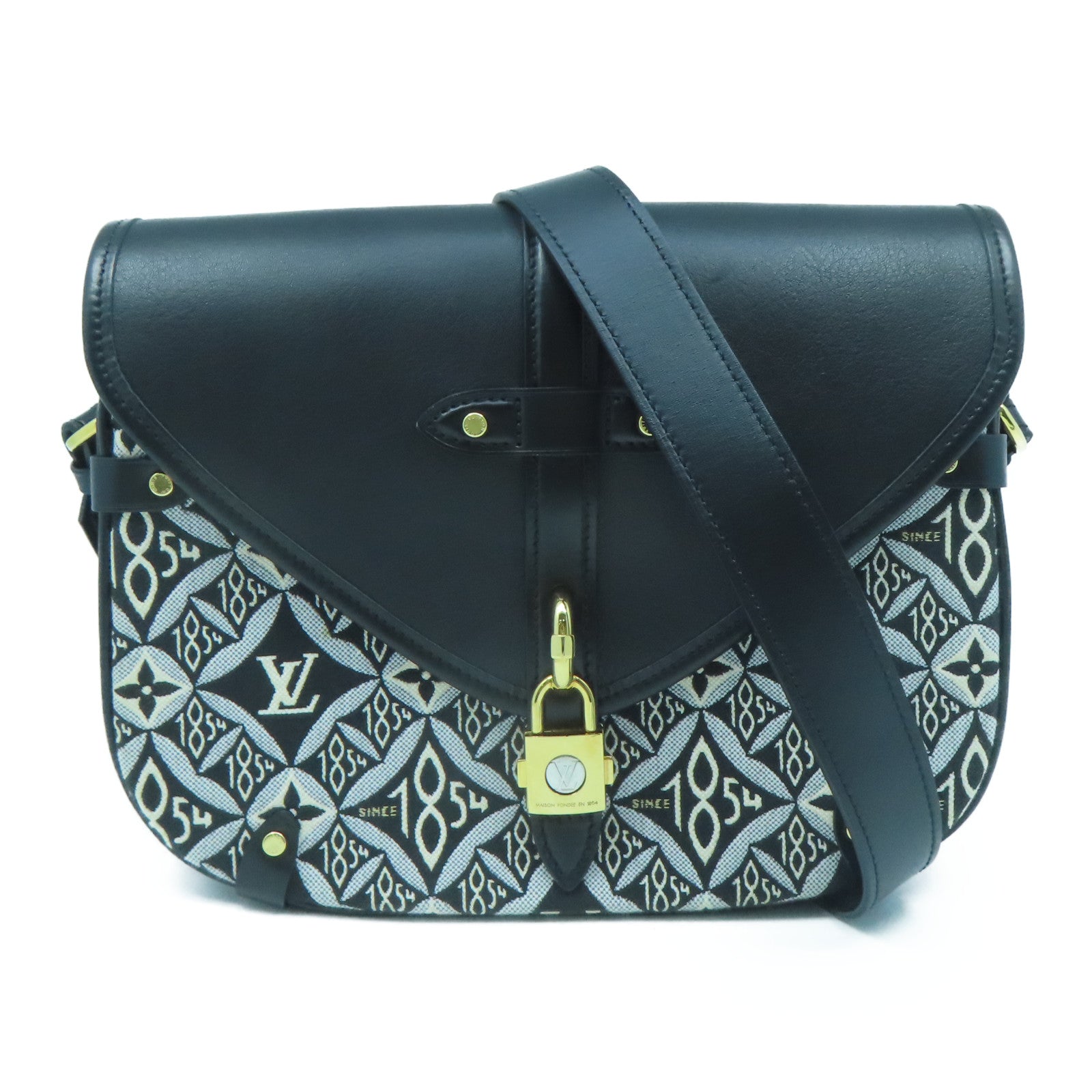 LOUIS VUITTON Monogram Jacquard Since 1854 Neo Saumur MM金扣肩背袋黑色
