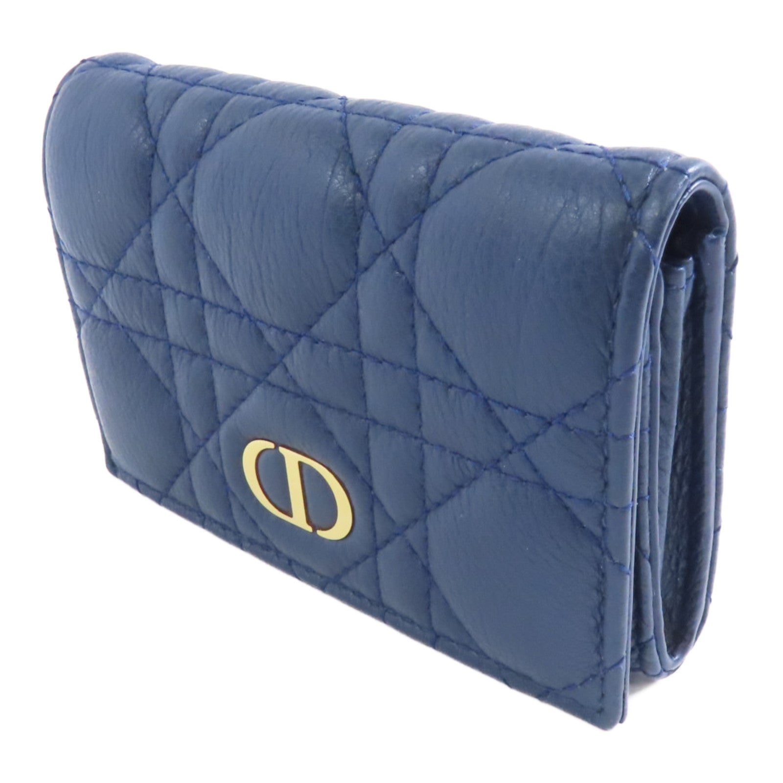 Dior 羊皮皮革Card Case金扣卡片套藍色