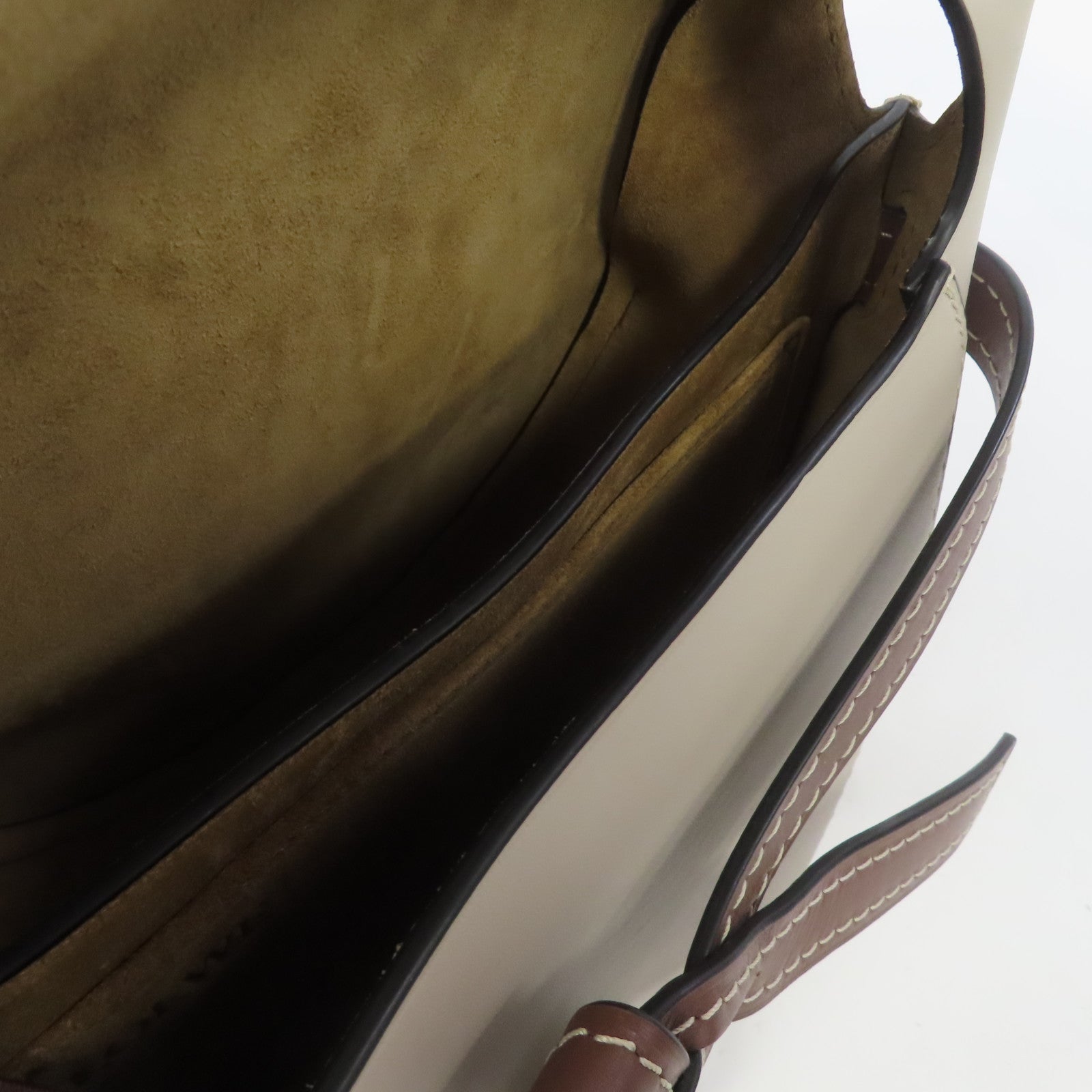 LOEWE 牛皮皮革Small Gate金扣肩背袋藍色/米色/啡色