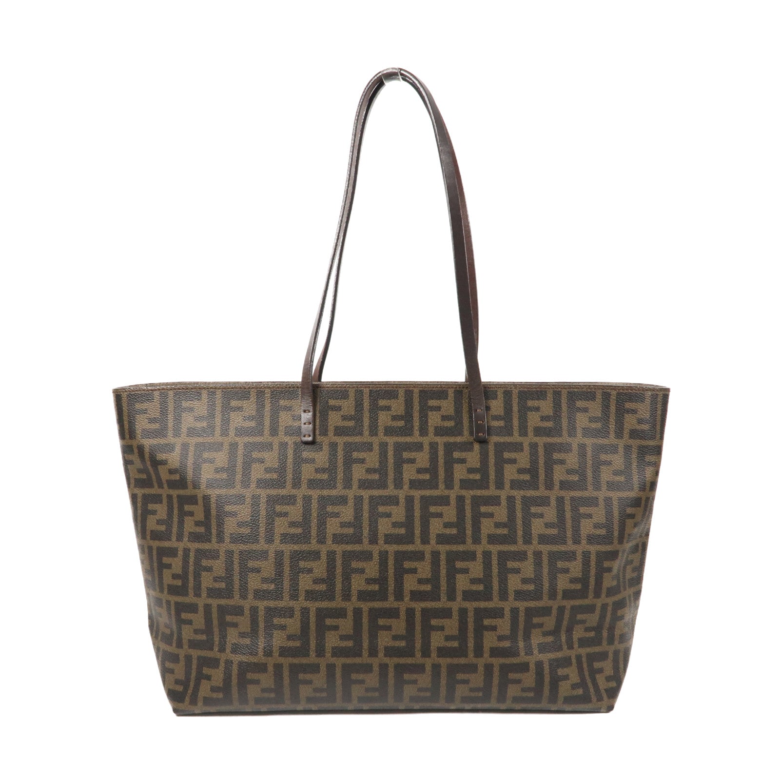 FENDI 塗層帆布Shoulder Tote金扣手挽袋啡色
