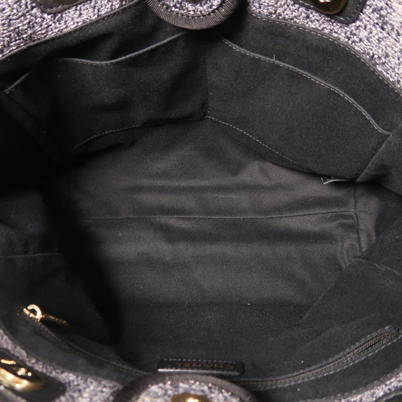 CHANEL Straw Deauville Tote金扣鏈帶肩背袋