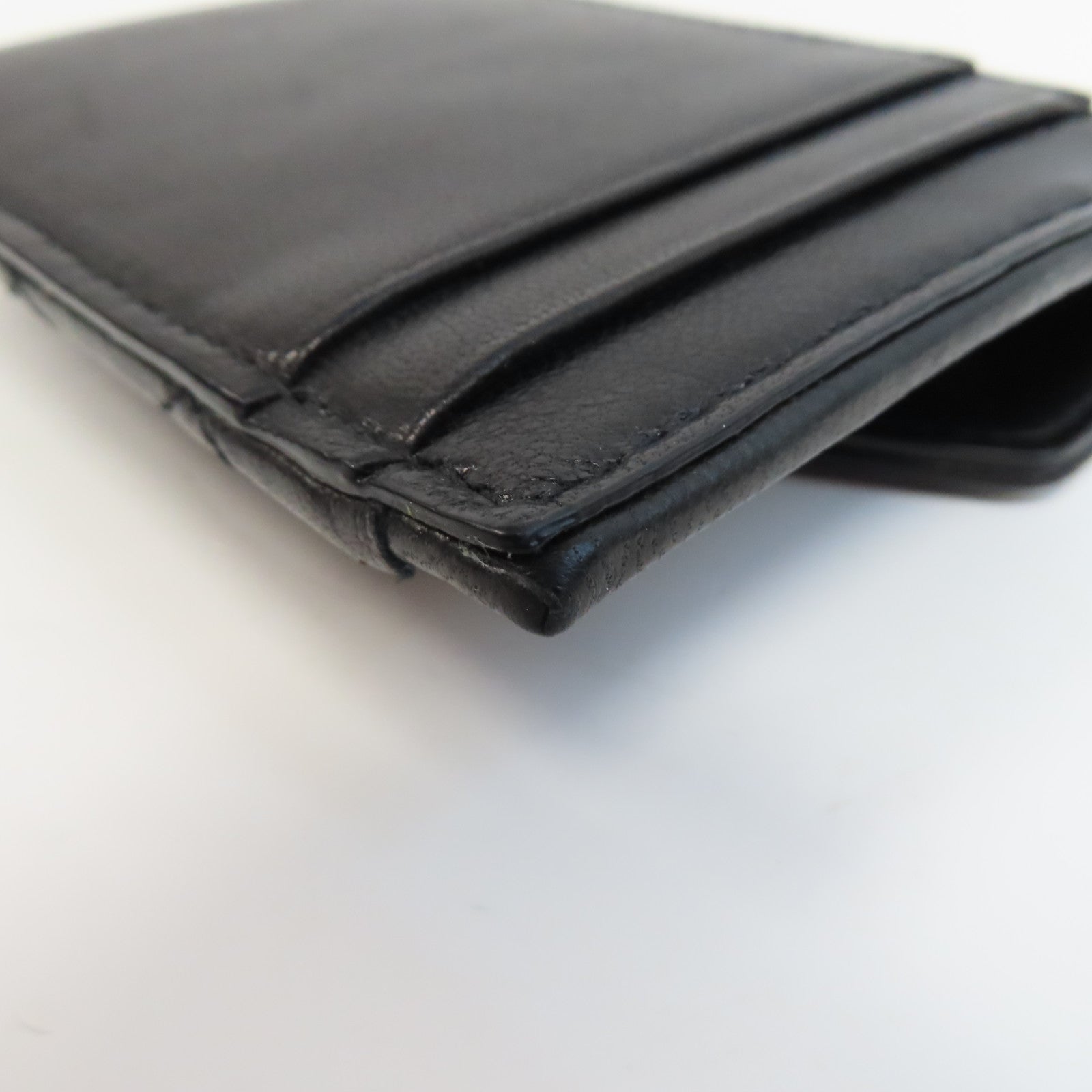 SAINT LAURENT 菱格牛皮皮革Card Case金扣卡片套黑色