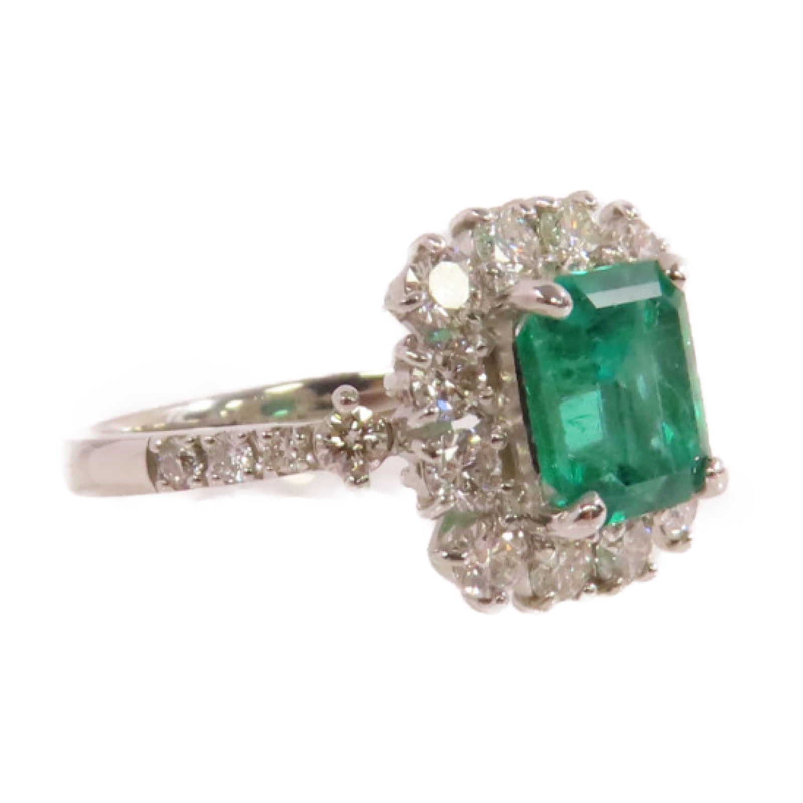 JEWELRY PT950鉑金/1.48ct綠寶石/0.86ct鑽石Emerald Diamond Ring戒指US#5.75