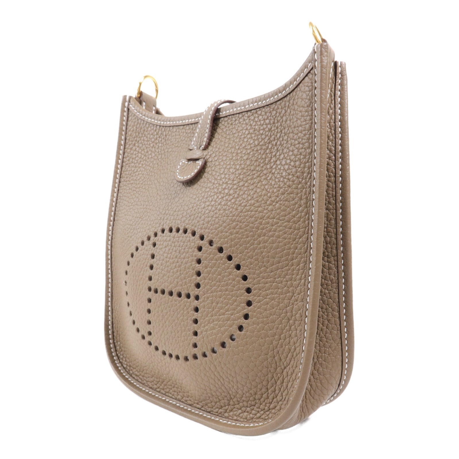 HERMES Clemence皮革Evelyne TPM金扣肩背袋Etoupe
