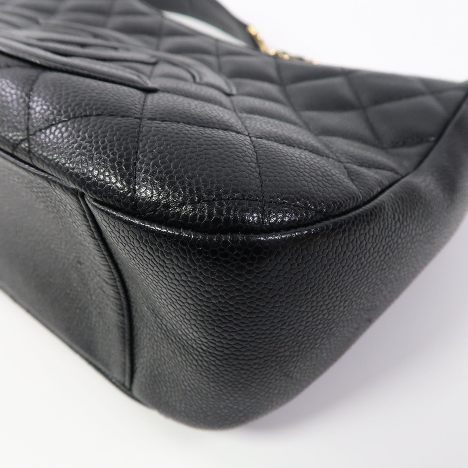 CHANEL 菱格牛皮皮革Vintage Shoulder Bag金扣肩背袋黑色