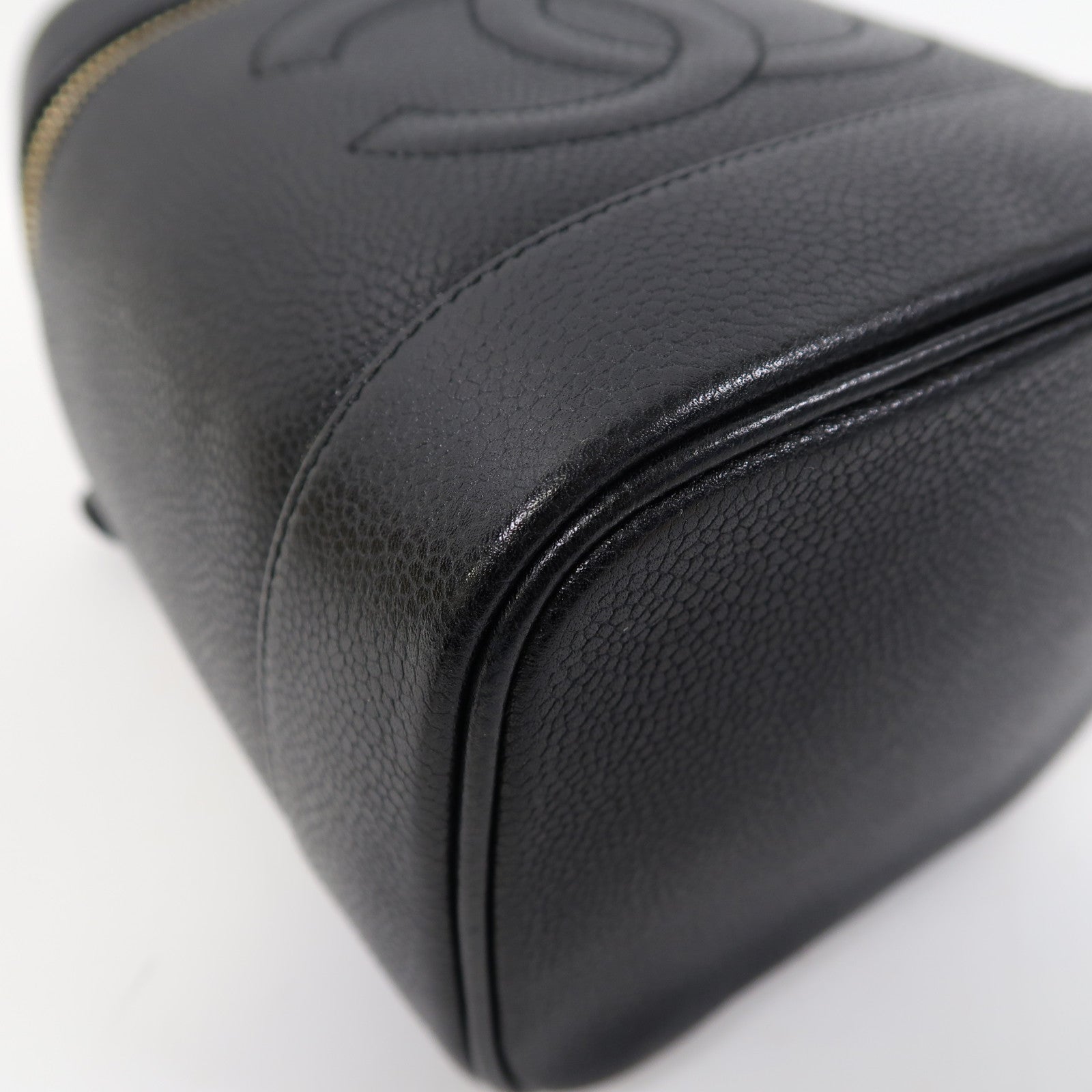 CHANEL 【激減優惠】Caviar皮革Vanity Bag金扣手挽袋黑色
