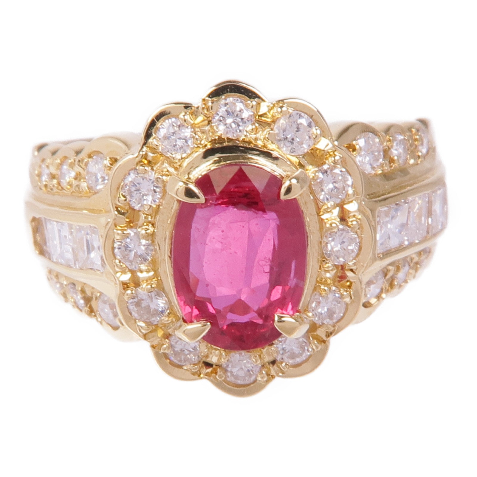 JEWELRY 【激減優惠】18K黃金Ruby Diamond Ring紅寶石/鑽石戒指US#7.25