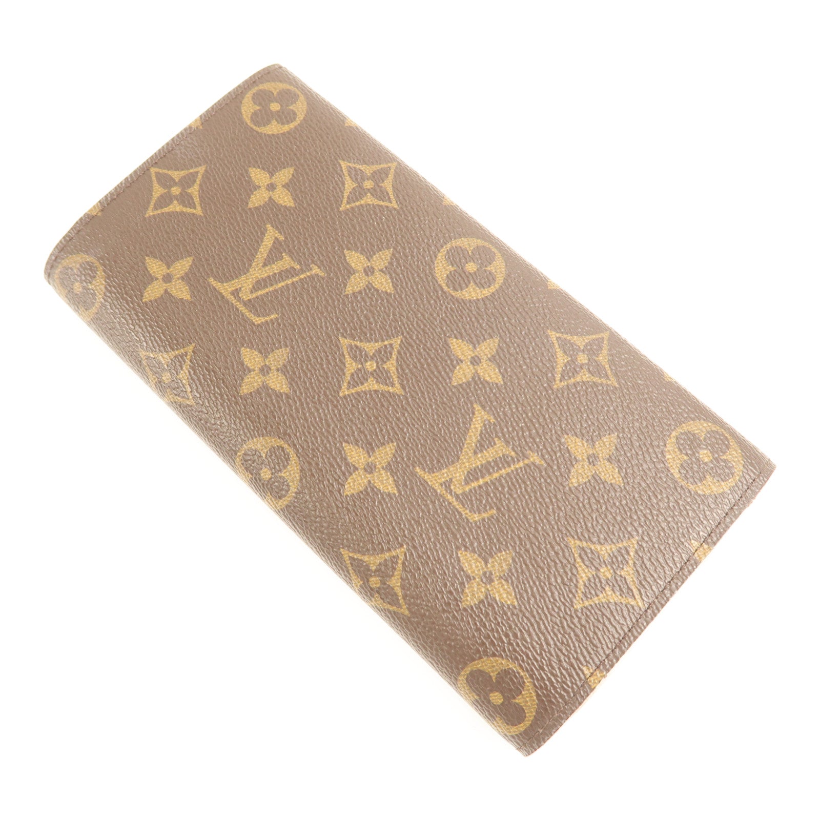 LOUIS VUITTON Monogram Emilie金扣長錢包棕色/粉紅色