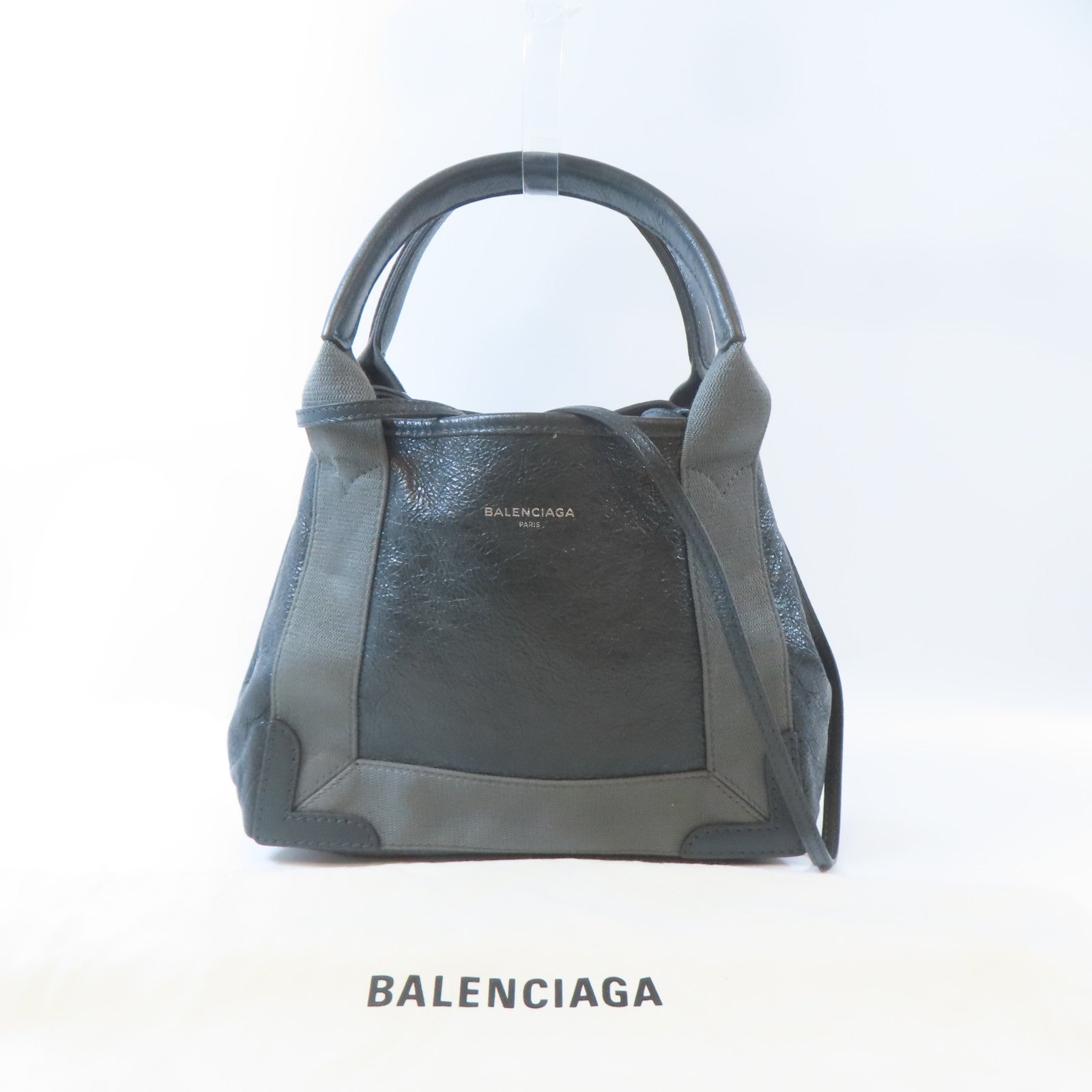 BALENCIAGA 牛皮皮革2 Way Shoulder Bag銀扣手挽肩背兩用袋灰色