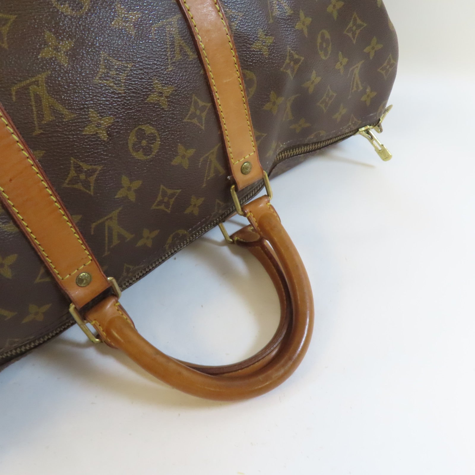 LOUIS VUITTON Monogram Keepall 50金扣手挽袋啡色