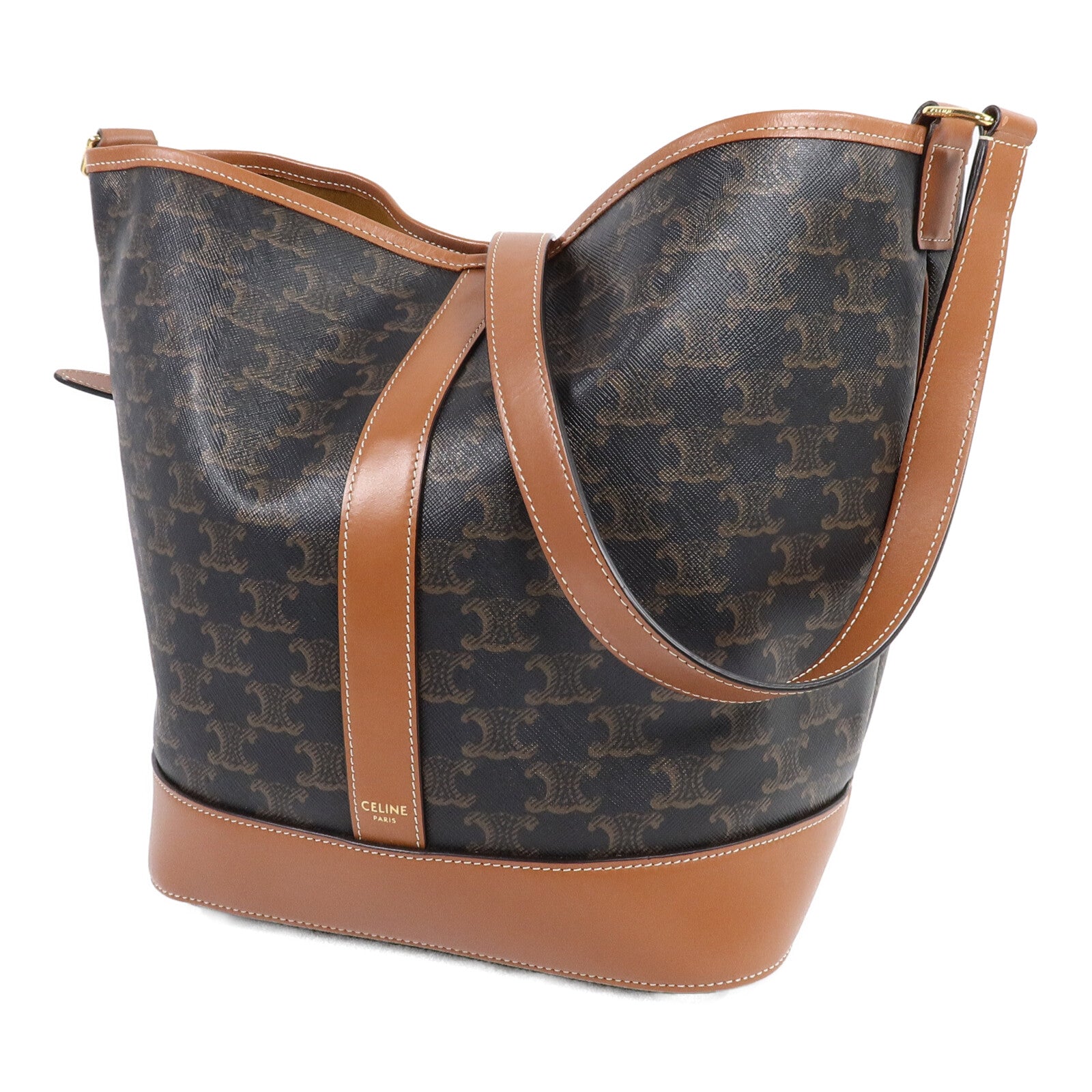CELINE 塗層帆布Triomphe Bucket Medium肩背袋
