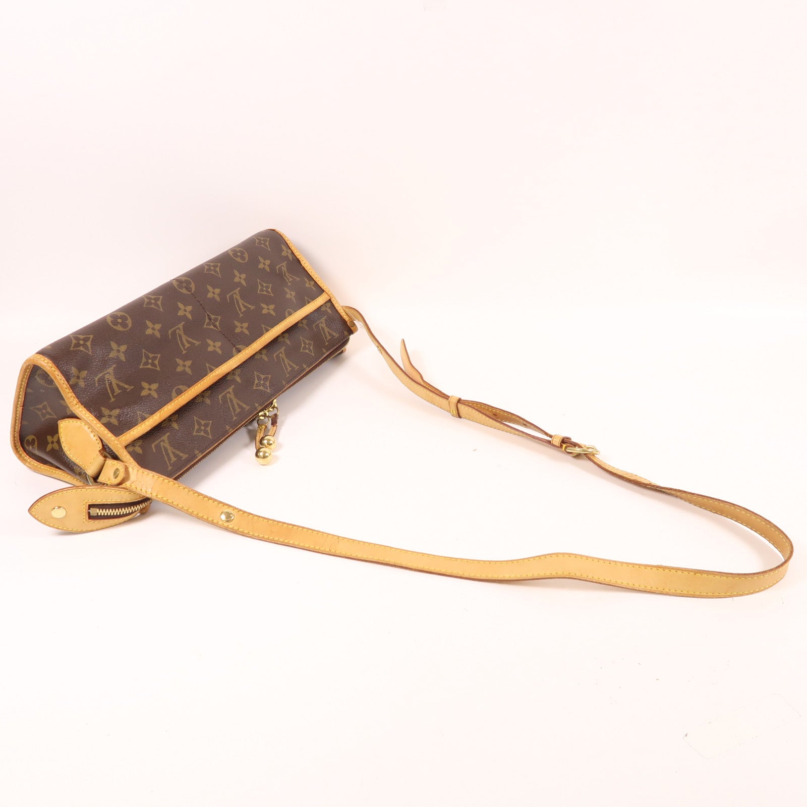 LOUIS VUITTON Monogram Popincourt Long金扣肩背袋棕色
