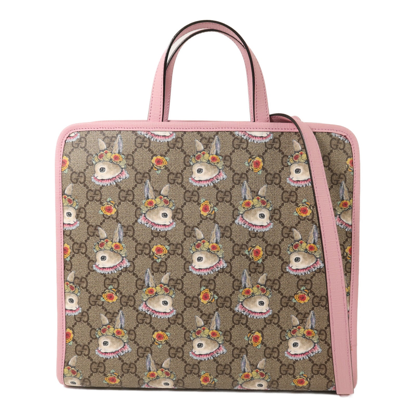 GUCCI 塗層帆布Tote Bag銀扣手挽肩背兩用袋