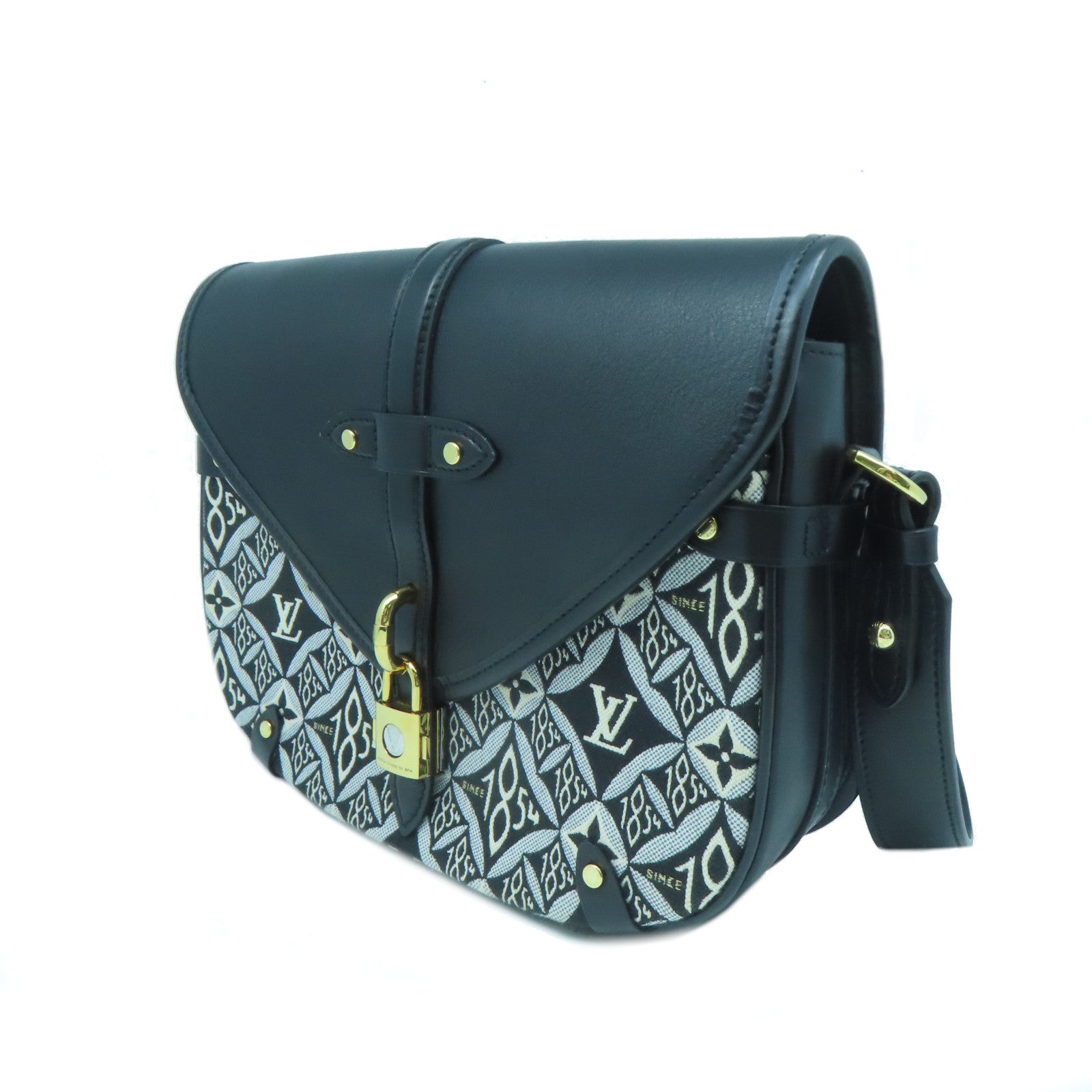 LOUIS VUITTON Monogram Jacquard Since 1854 Neo Saumur MM金扣肩背袋黑色