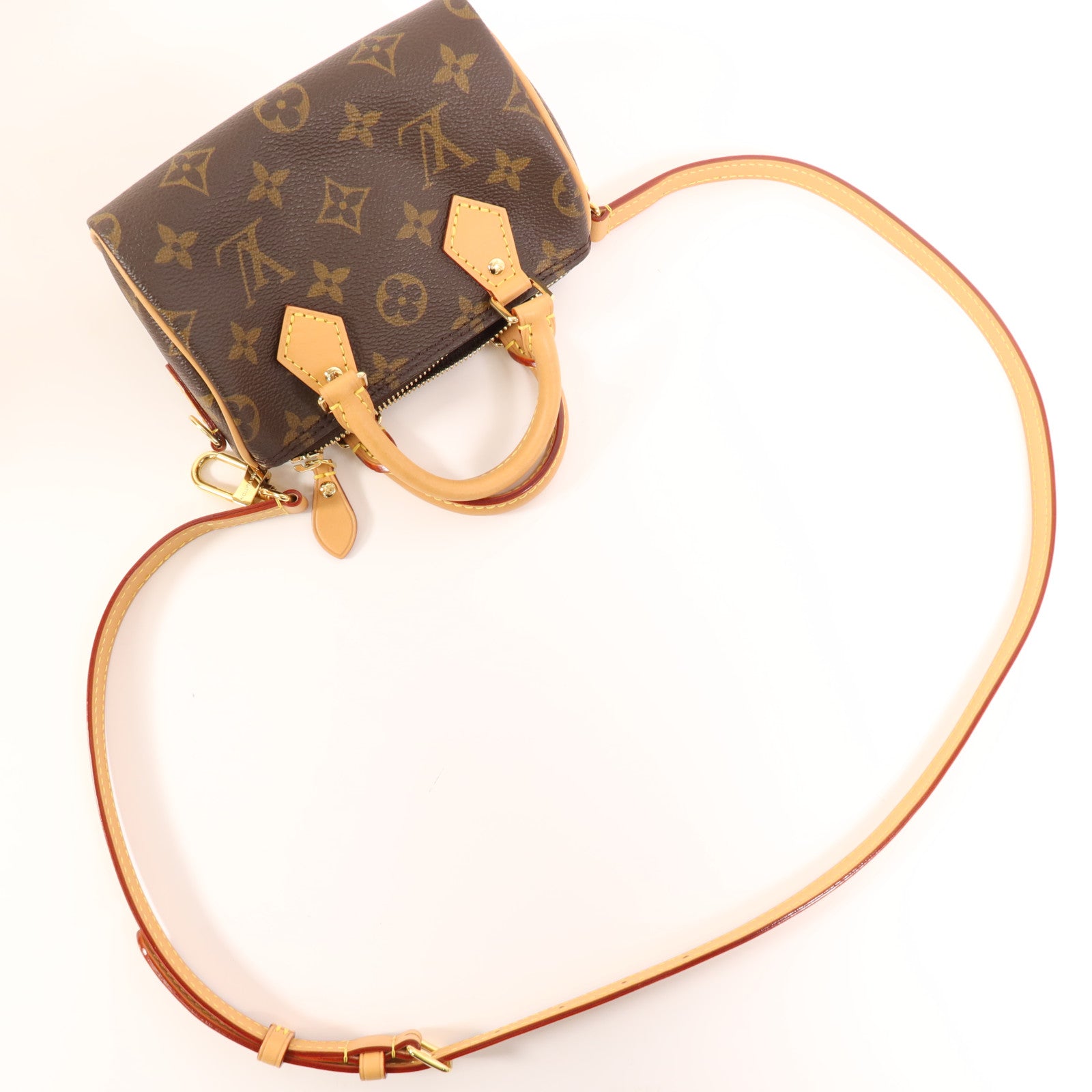 LOUIS VUITTON Monogram Nano Speedy金扣手挽肩背兩用袋