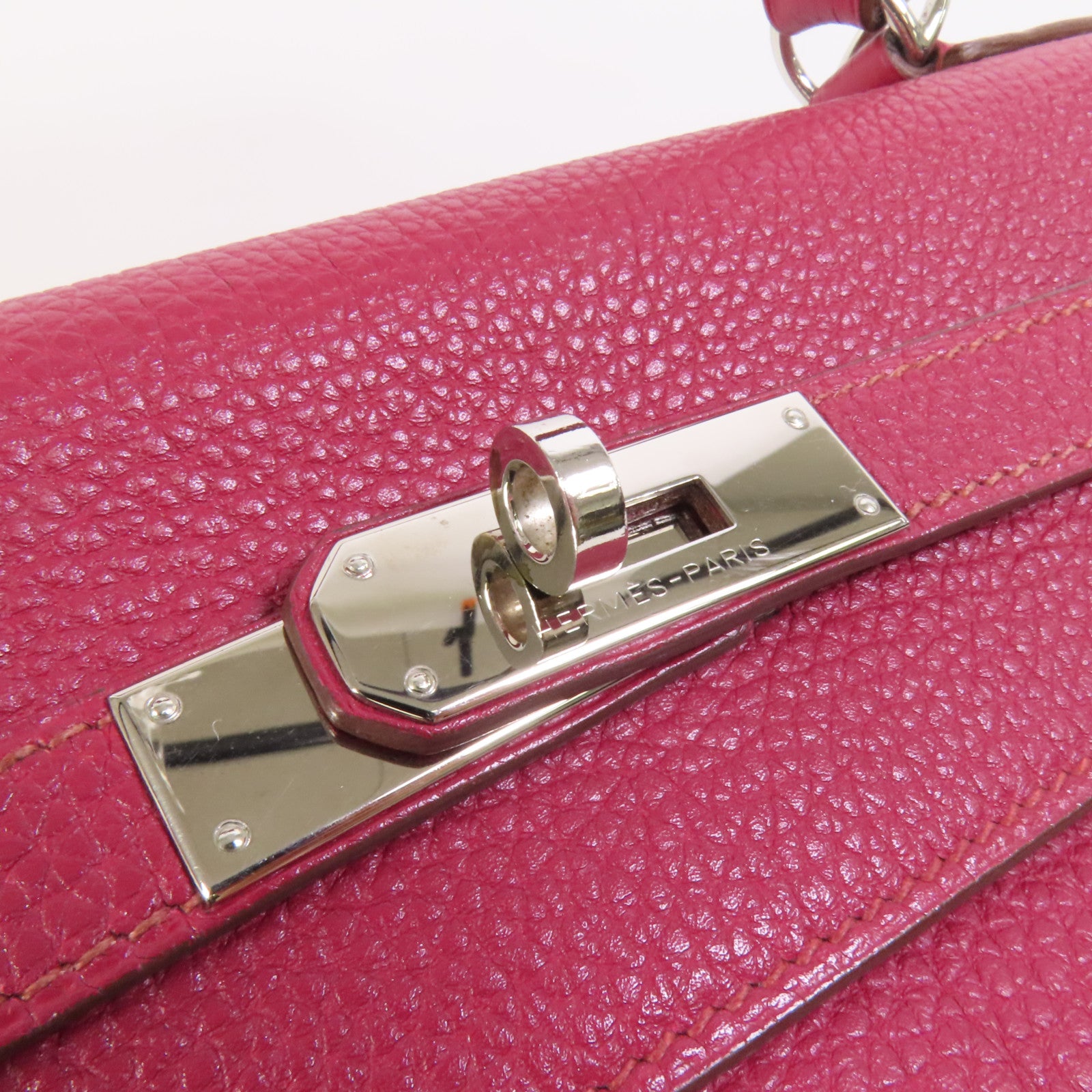 HERMES Togo皮革Kelly 32銀扣手挽肩背兩用袋Rubis