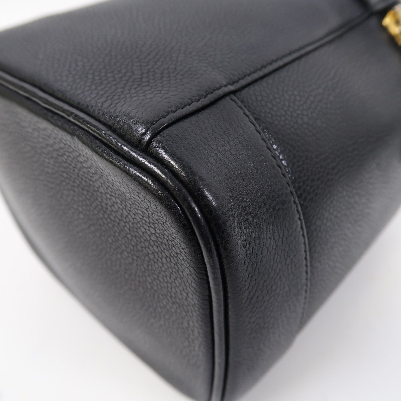 CHANEL 【激減優惠】Caviar皮革Vanity Bag金扣手挽袋黑色