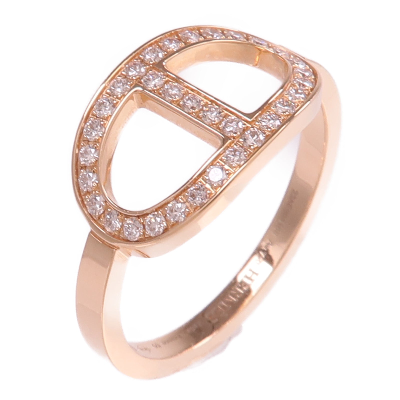 HERMES 18K玫瑰金Chaine d'ancre Contour鑽石戒指