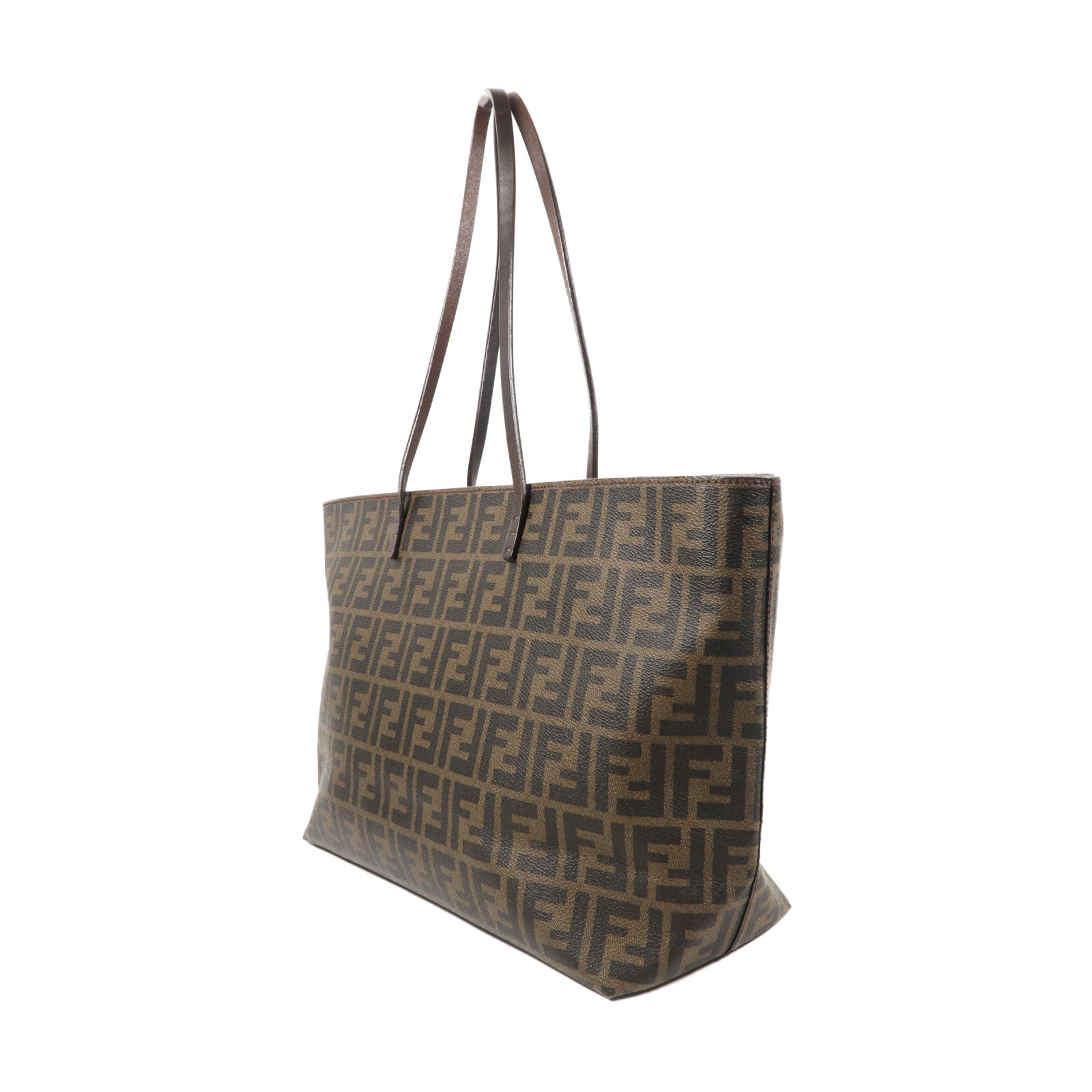 FENDI 塗層帆布Shoulder Tote金扣手挽袋啡色