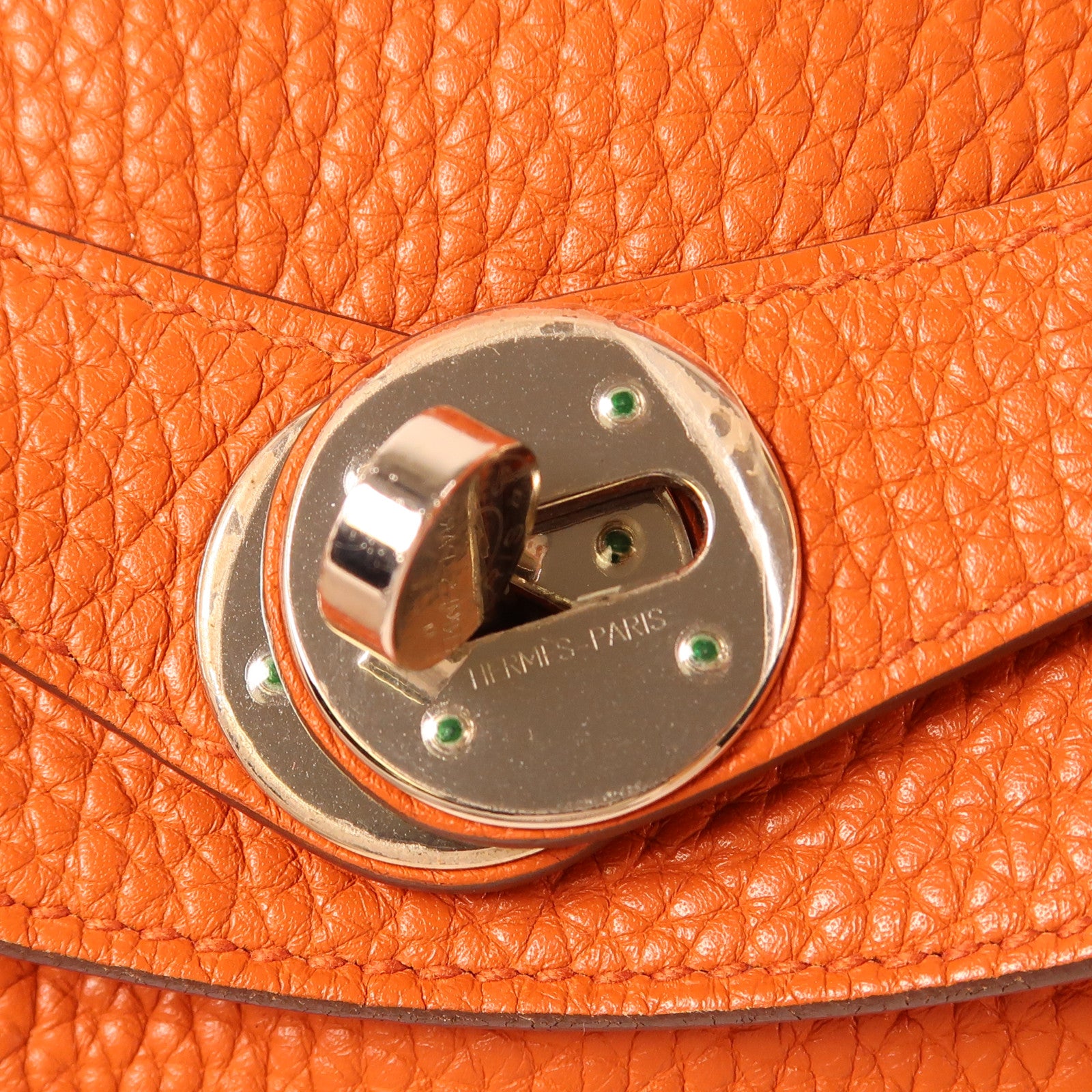 HERMES 【激減優惠】Clemence皮革Lindy 26銀扣手挽肩背兩用袋93 Orange/經典橘