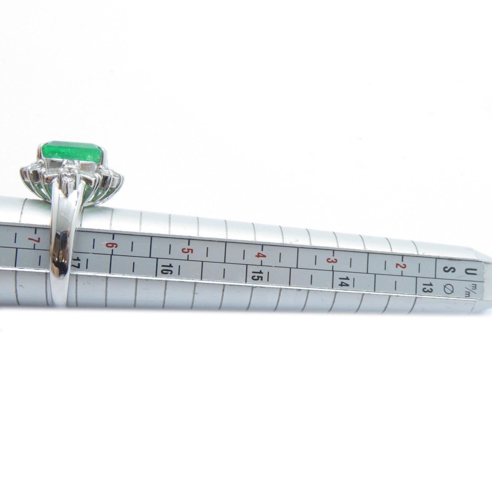 JEWELRY 【激減優惠】PT900鉑金Emerald Diamond Ring 6.22ct綠寶石/1.19ct鑽石戒指US#6.5