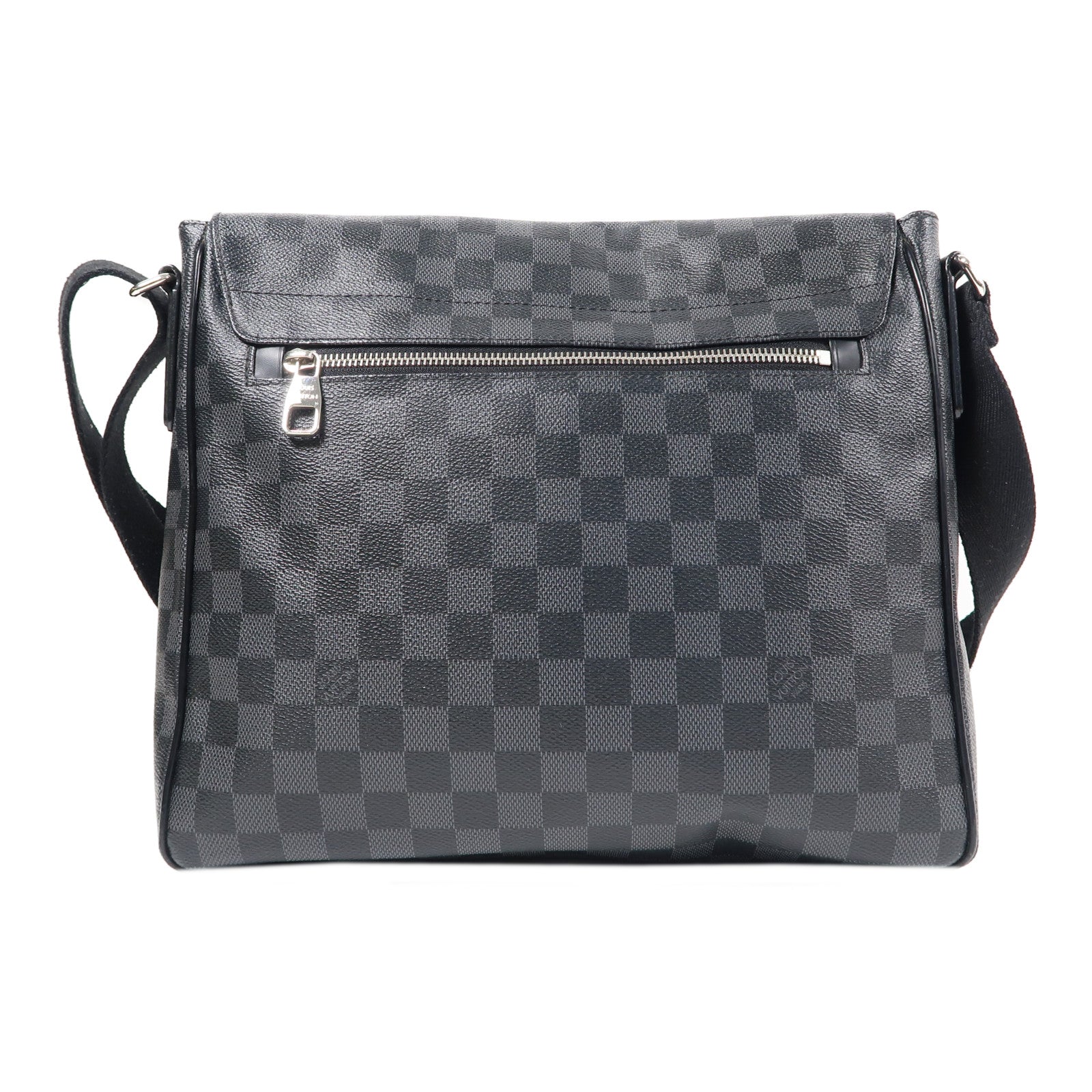 LOUIS VUITTON Damier Graphite District PM銀扣肩背袋黑色