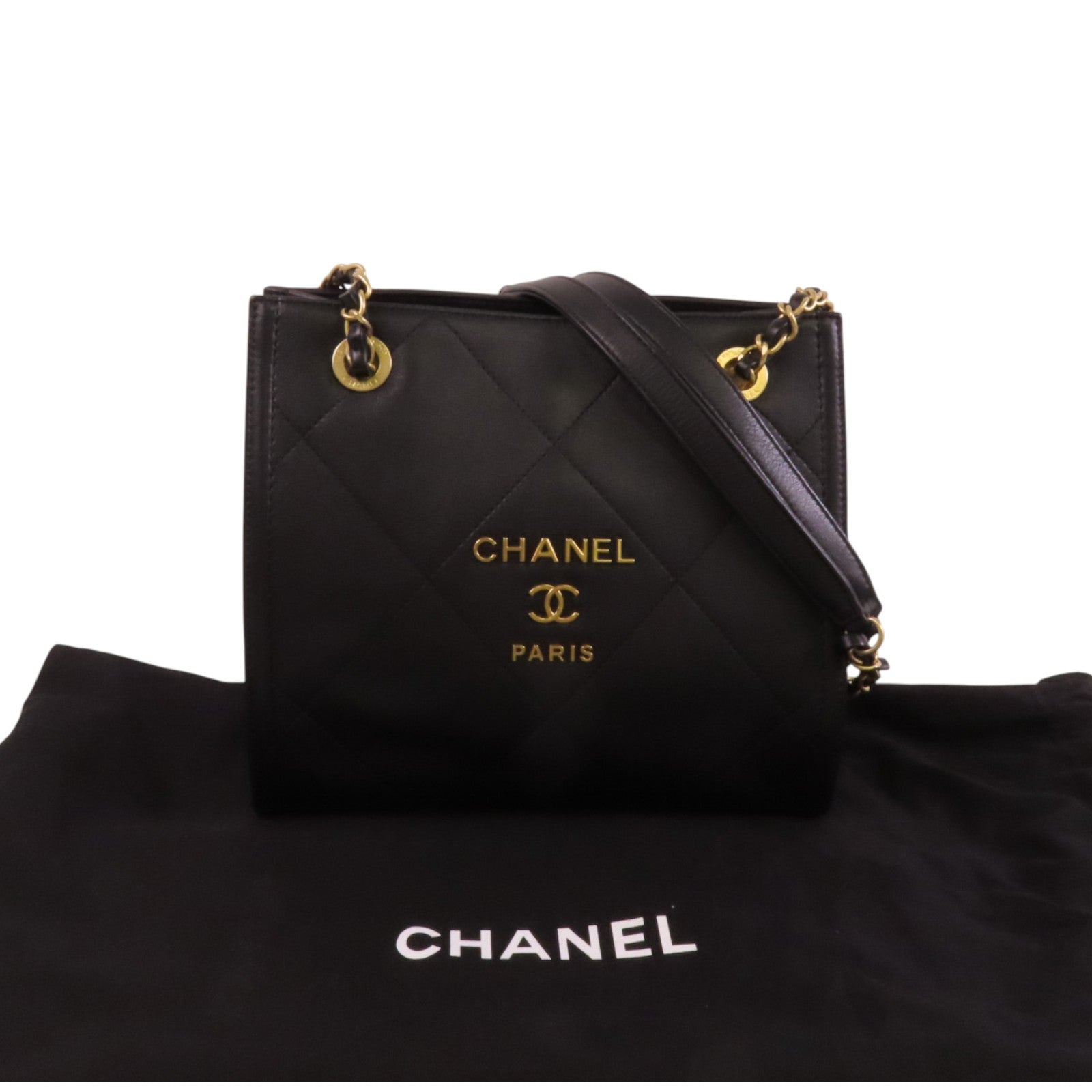 CHANEL 羊皮皮革Matelasse金扣鏈帶肩背袋