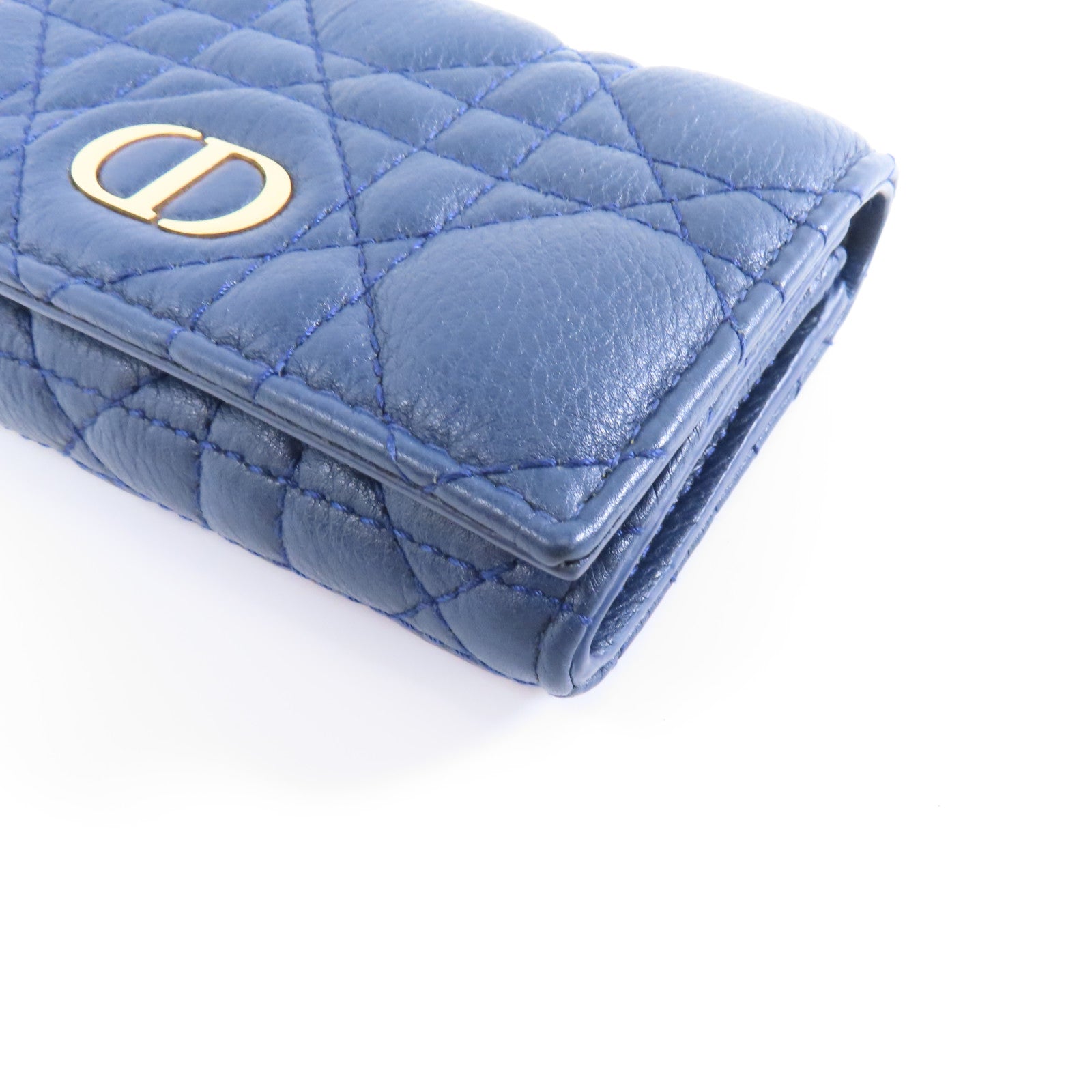 Dior 羊皮皮革Card Case金扣卡片套藍色